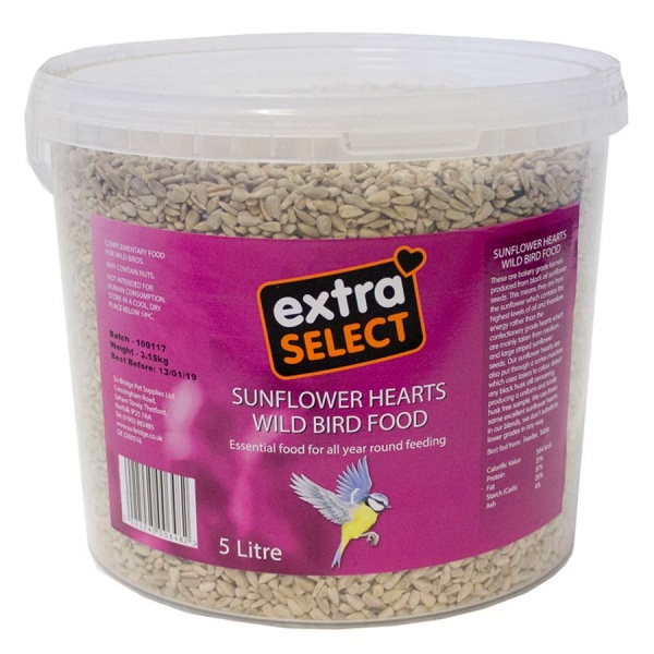 Extra Select Wild Bird Food Bucket Sunflower Hearts 5Ltr