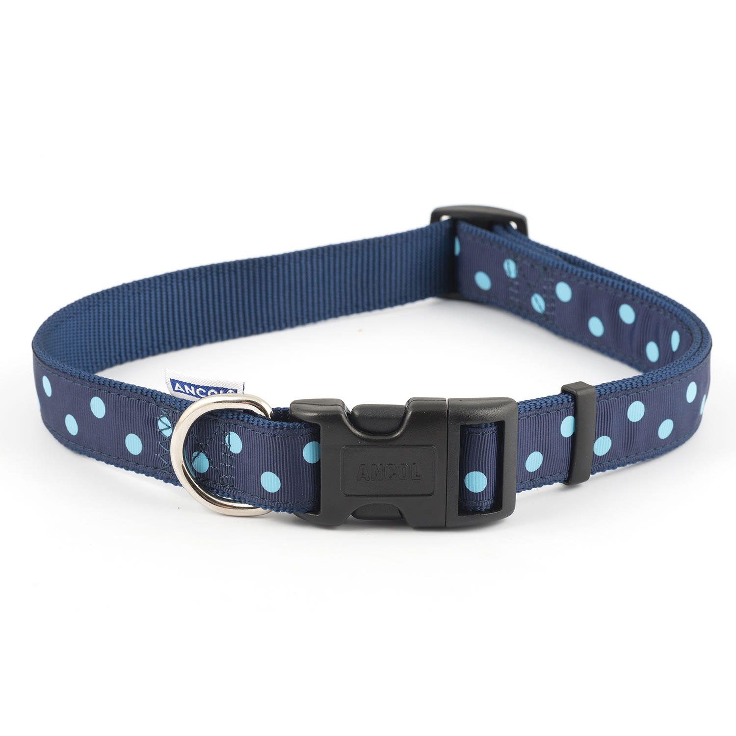 ANCOL PATTERNED COLLECTION COLLAR NAVY/POLKA DOT