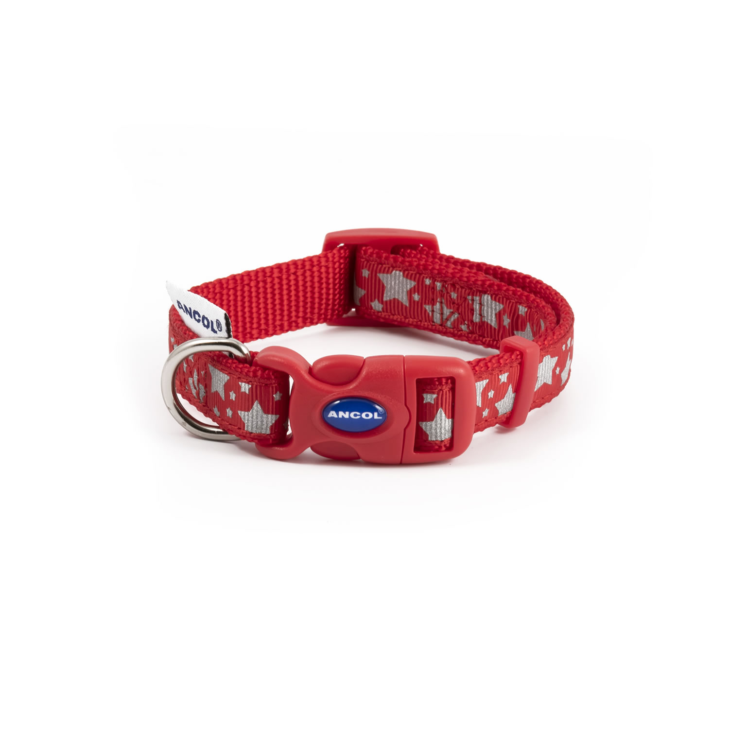 ANCOL PATTERNED COLLECTION COLLAR REFLECTIVE STAR RED