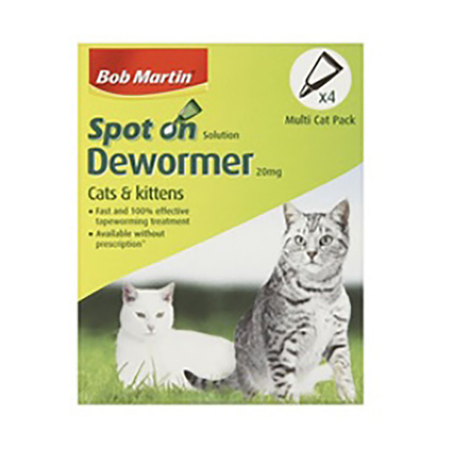 BOB MARTIN CLEAR SPOT ON WORMER FOR CATS & KITTENS BOB MARTIN CLEAR SPOT ON WORMER FOR CATS & KITTENS 4 PIPETTES  4 PIPETTES
