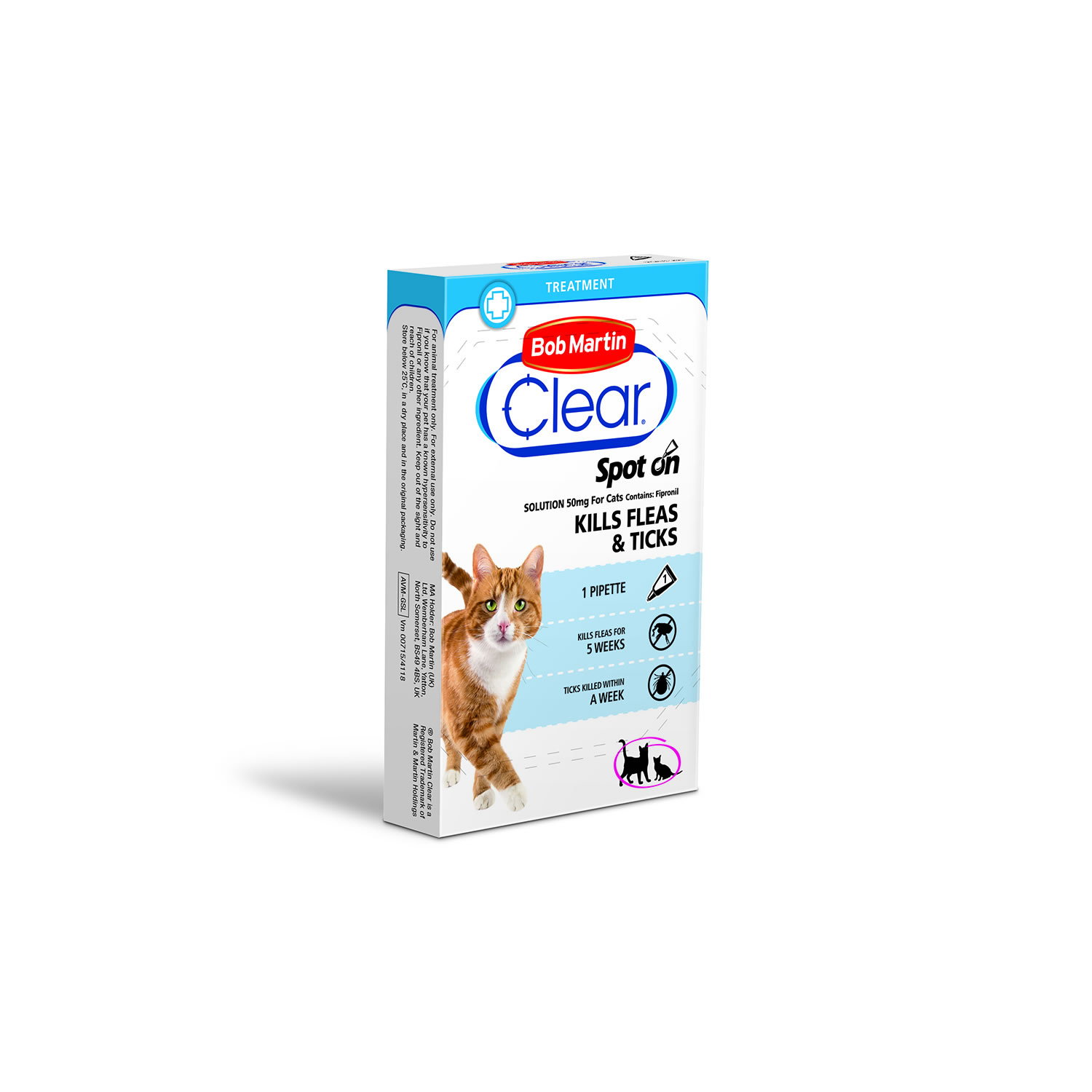 BOB MARTIN CLEAR SPOT ON FOR CATS BOB MARTIN CLEAR SPOT ON FOR CATS 1 TUBE  1 TUBE