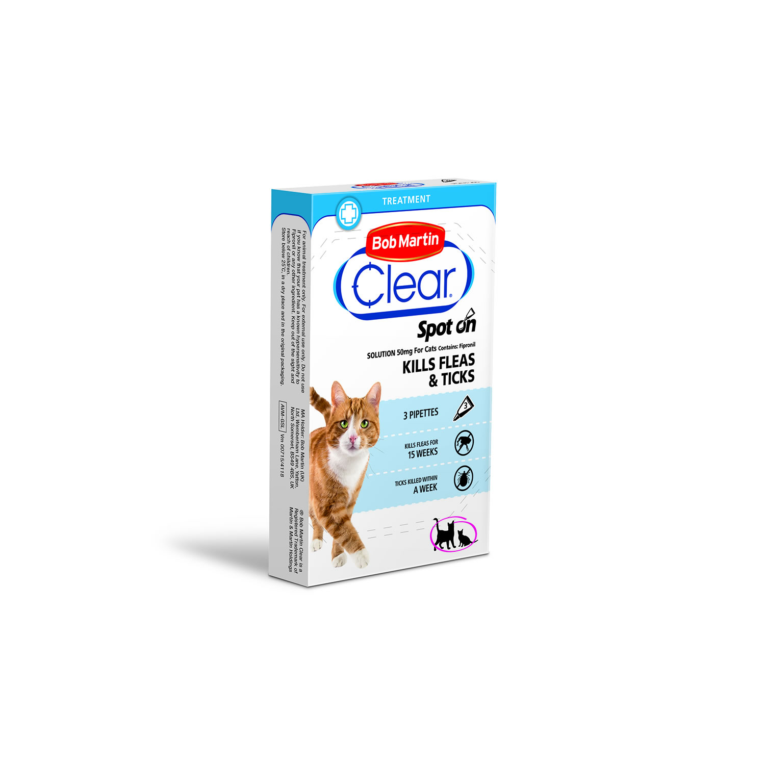 BOB MARTIN CLEAR SPOT ON FOR CATS BOB MARTIN CLEAR SPOT ON FOR CATS 3 TUBES  3 TUBES