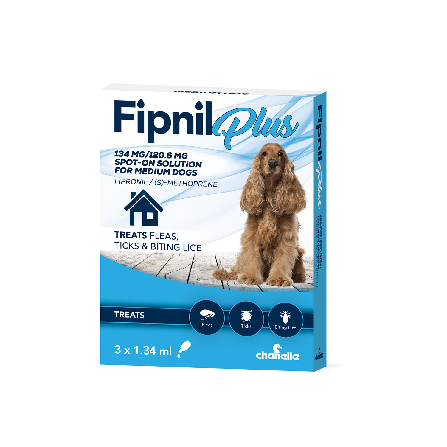 CHANELLE FIPNIL PLUS SPOT-ON FOR MEDIUM DOGS 3 PIPETTES 10 - 20 KG - 3 PIPETTES