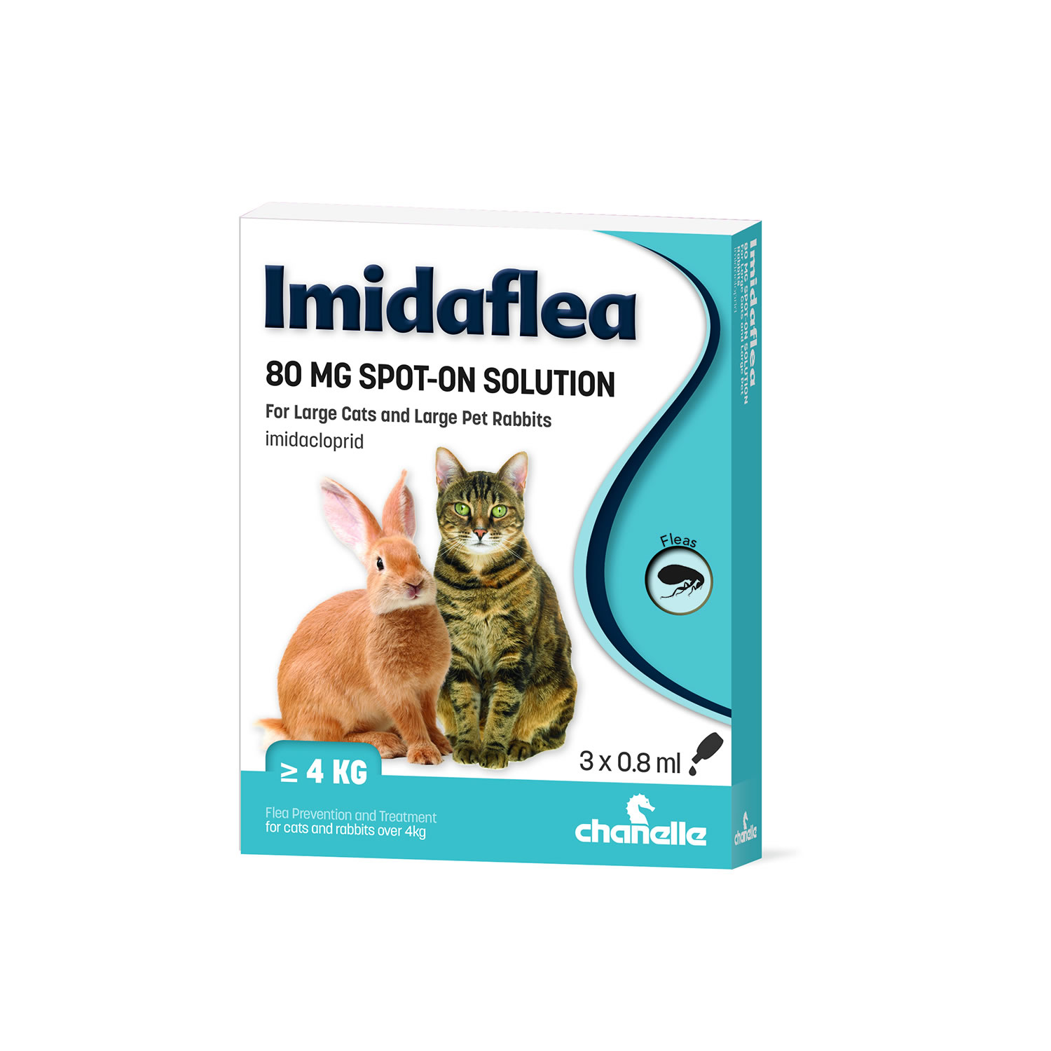 CHANELLE IMIDAFLEA 80GM SPOT-ON FOR LARGE CATS/RABBITS 3 PIPETTES OVER 4 KG - 3 PIPETTES