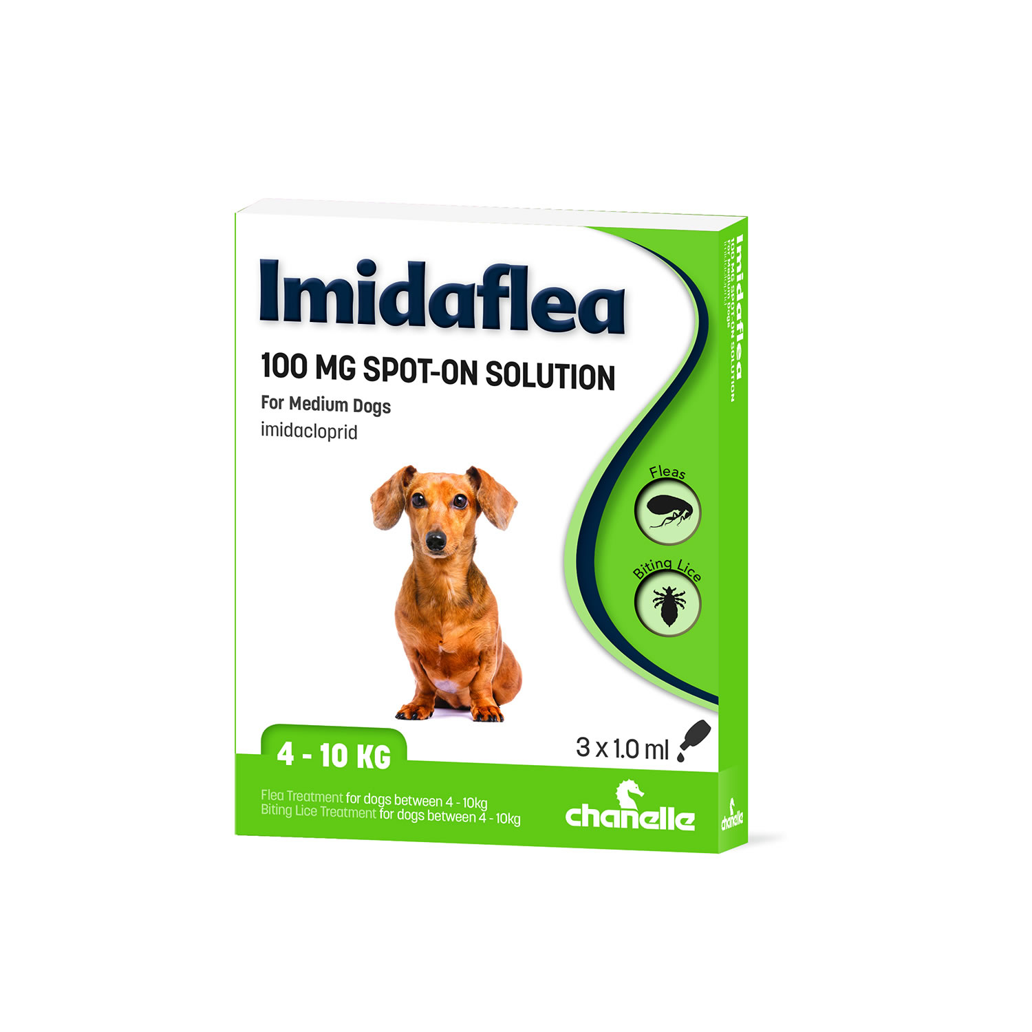 CHANELLE IMIDAFLEA 100GM SPOT-ON FOR MEDIUM DOGS 3 PIPETTES 4 - 10 KG - 3 PIPETTES
