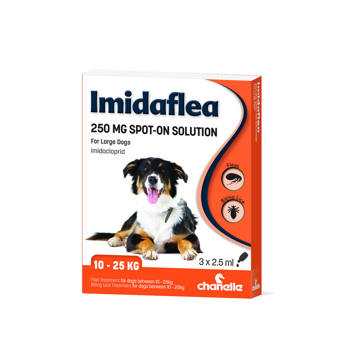 CHANELLE IMIDAFLEA 250GM SPOT-ON FOR LARGE DOGS 3 PIPETTES 10 - 25 KG - 3 PIPETTES