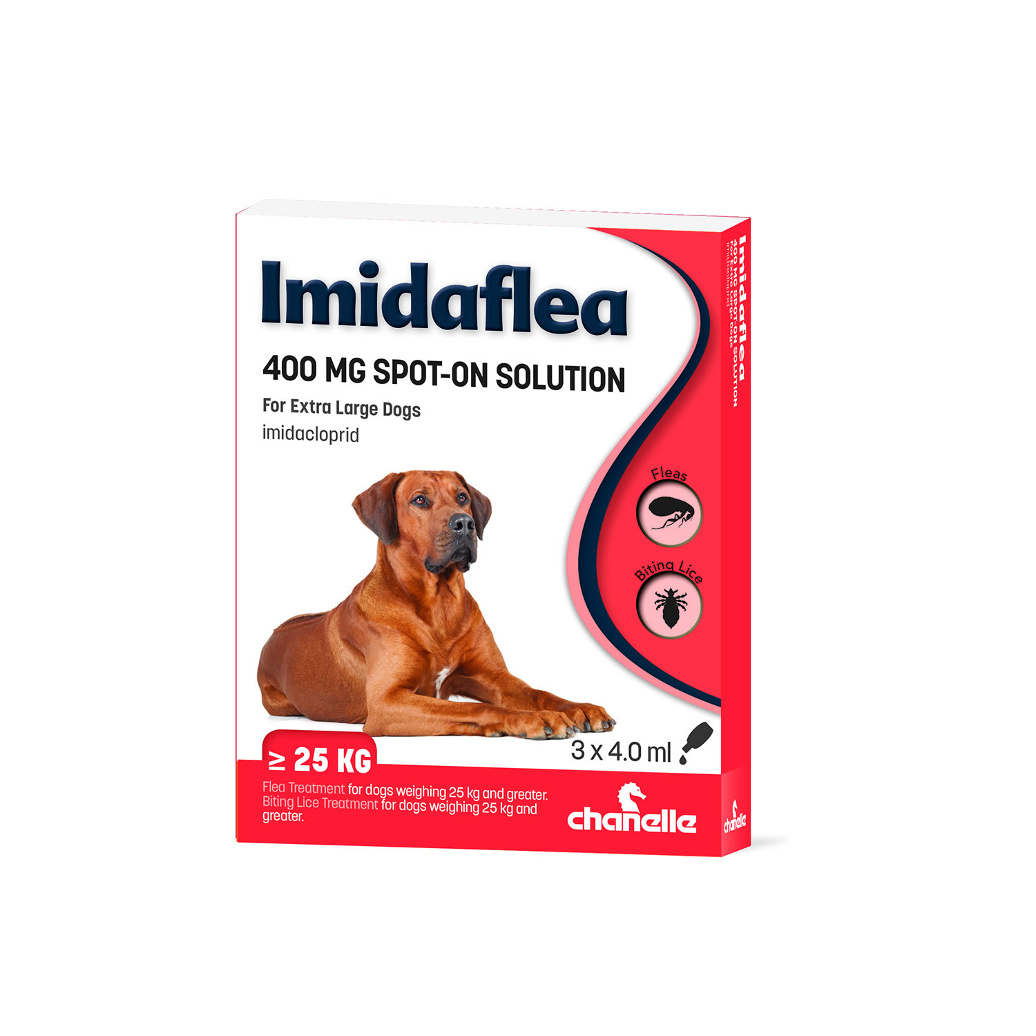CHANELLE IMIDAFLEA 400GM SPOT-ON FOR EXTRA LARGE DOGS 3 PIPETTES OVER 25 KG - 3 PIPETTES
