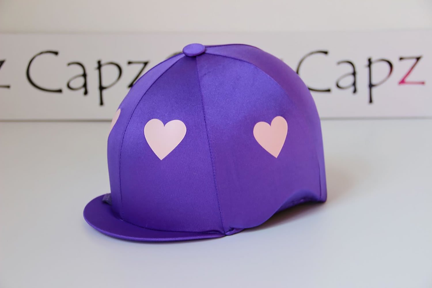 CAPZ MOTIF CAP COVER LYCRA HEARTZ  PURPLE/PINK  HEARTS