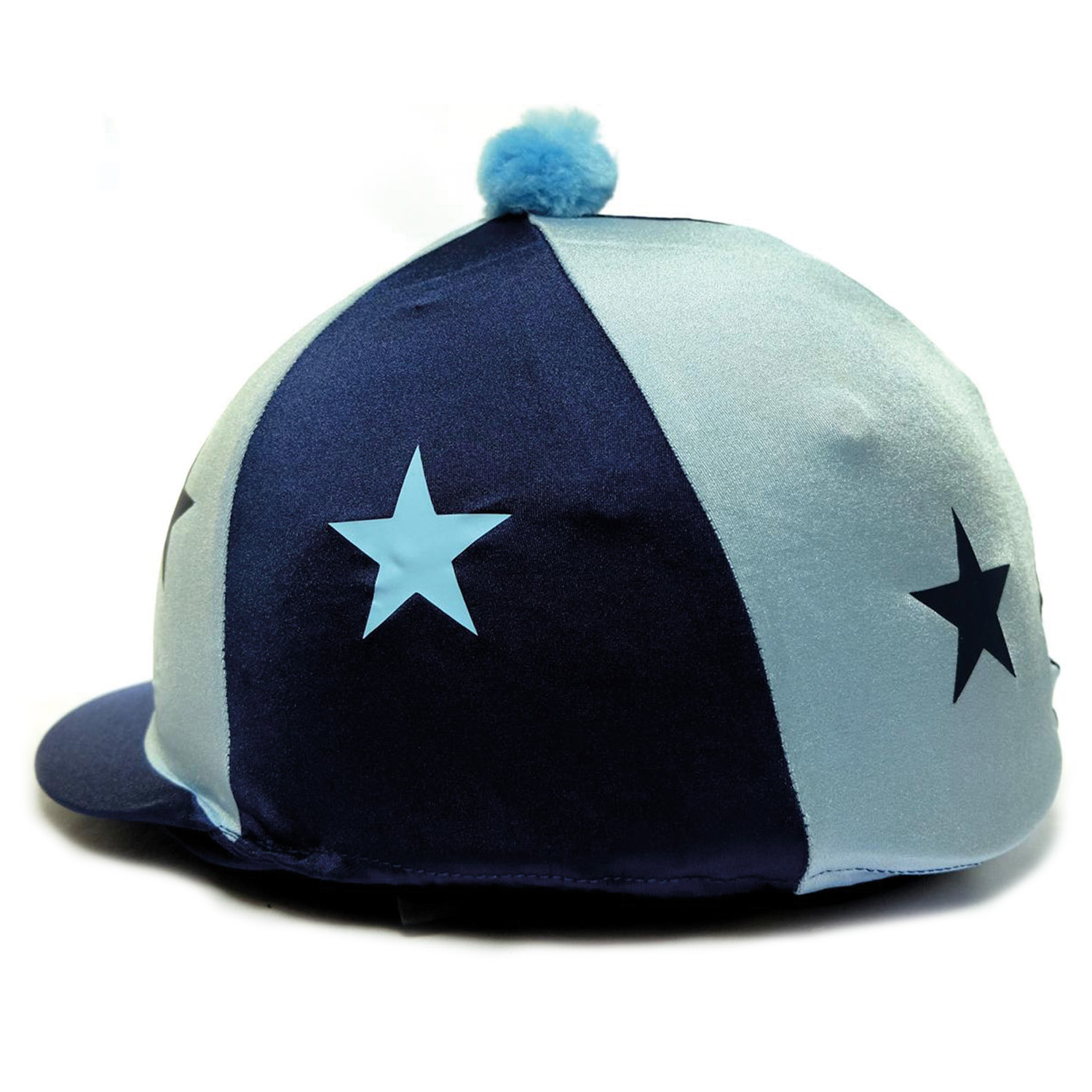 CAPZ MOTIF CAP COVER LYCRA STARZ & POM POM NAVY/PALE BLUE  STARS