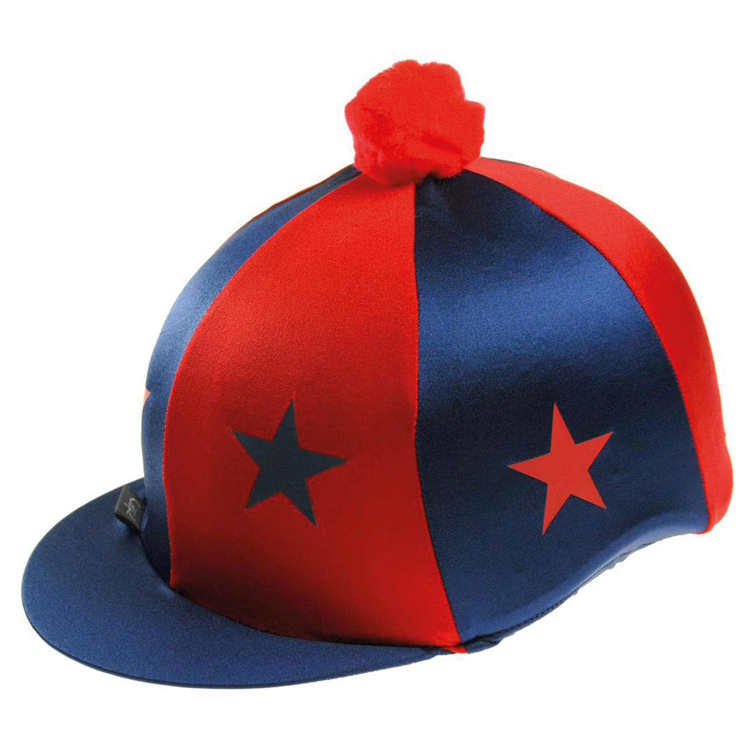 CAPZ MOTIF CAP COVER LYCRA STARZ & POM POM NAVY/RED  STARS