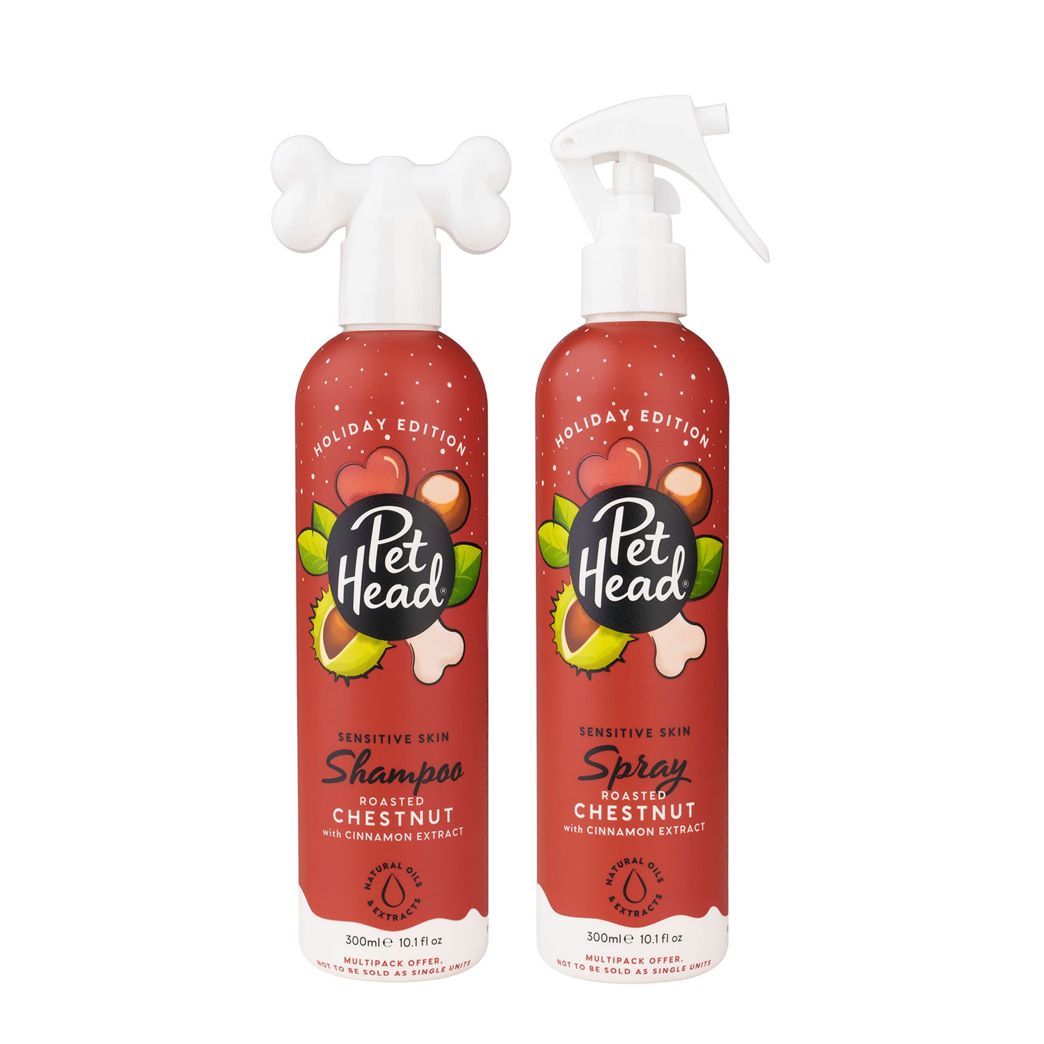 Pet Head Holiday Sensitive Skin Shampoo/Spray Roasted Chestnut - 300 Ml x 2 Pack