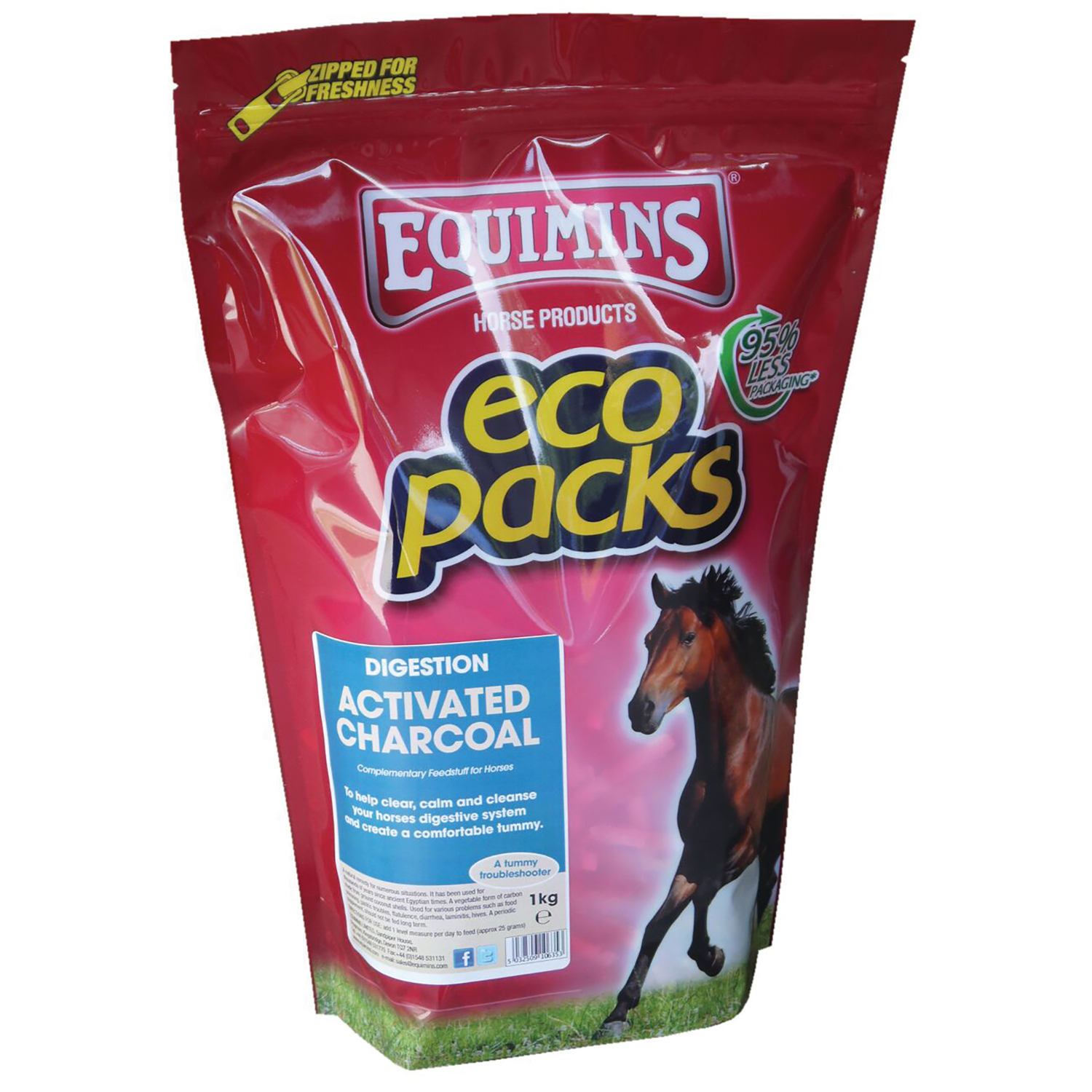 EQUIMINS ACTIVATED CHARCOAL 1 KG ECO PACK 1 KG REFILL