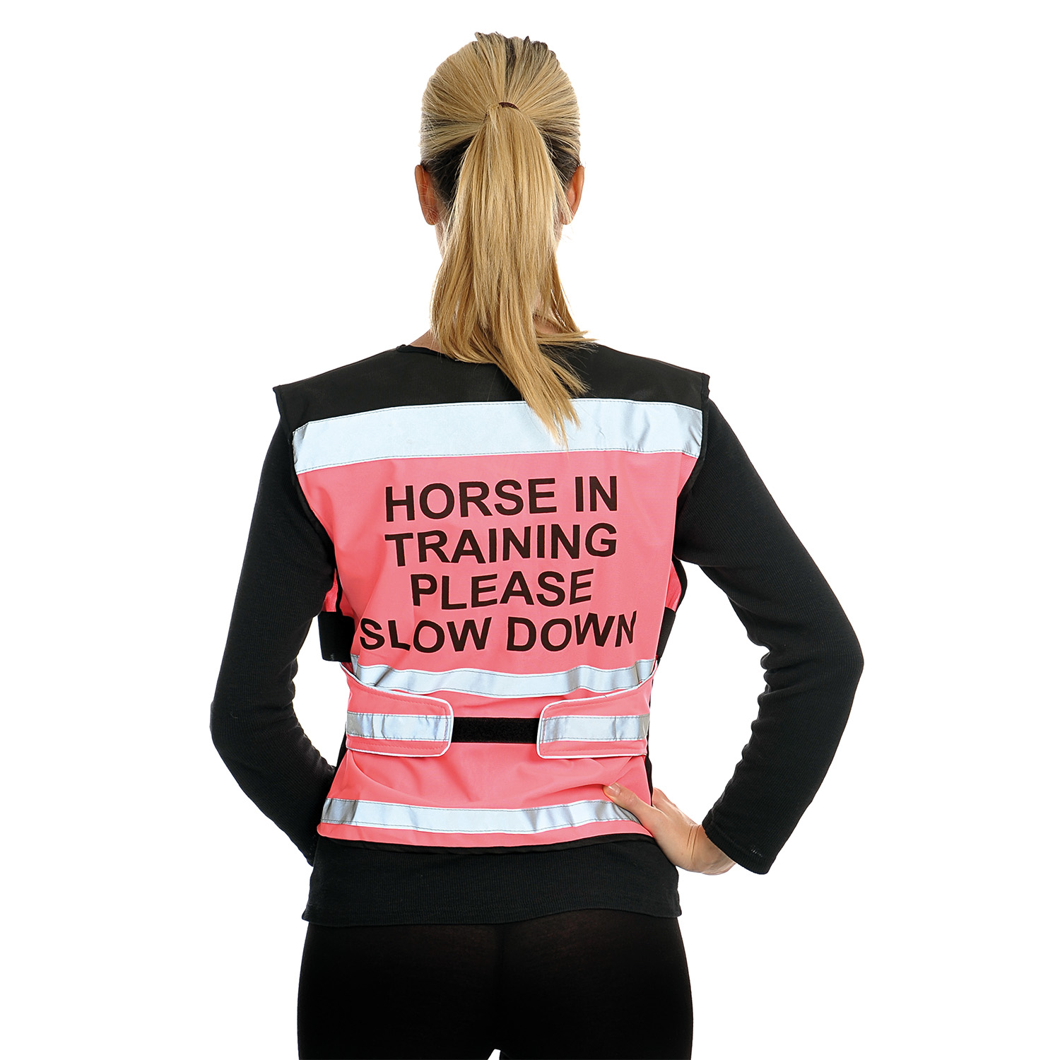 EQUISAFETY AIR WAISTCOAT HORSE IN TRAINING PLEASE SLOW DOWN MEDIUM PINK  MEDIUM