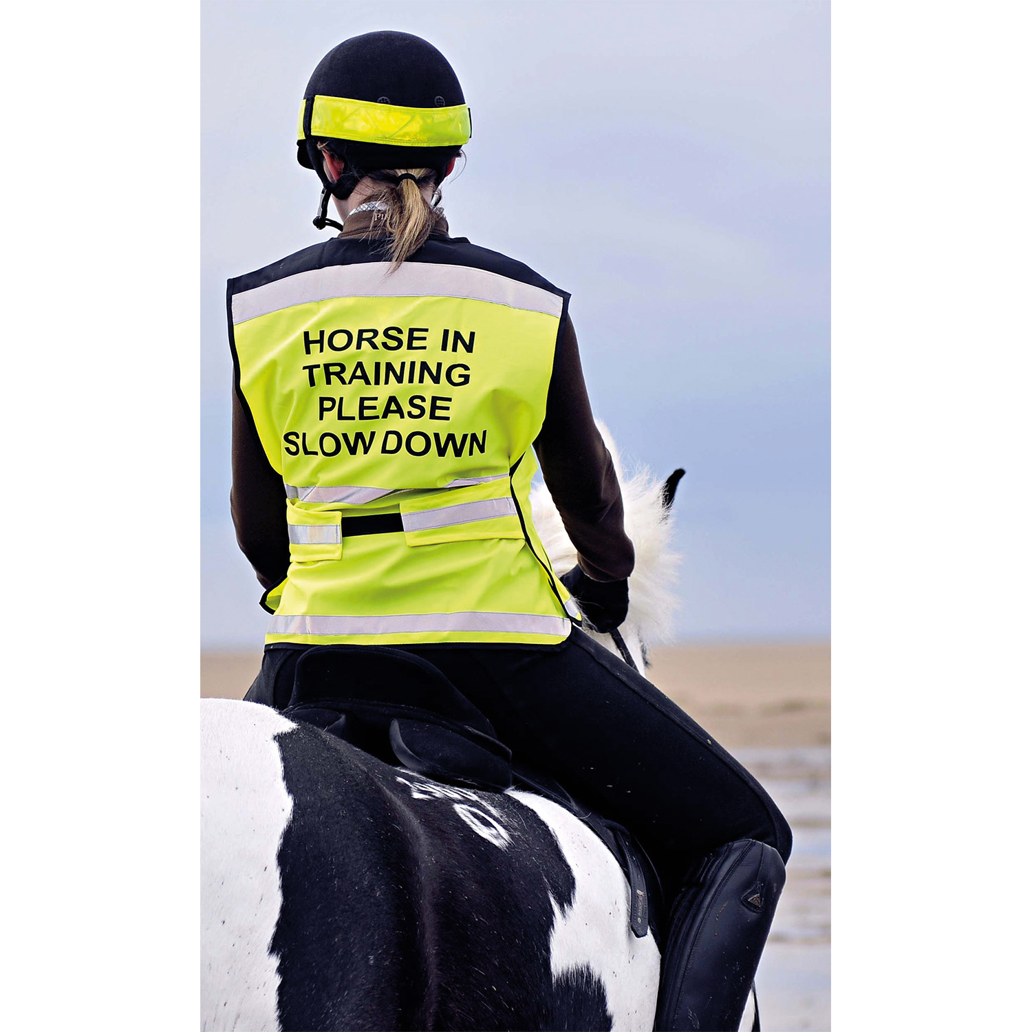 EQUISAFETY AIR WAISTCOAT HORSE IN TRAINING PLEASE SLOW DOWN LARGE YELLOW LARGE