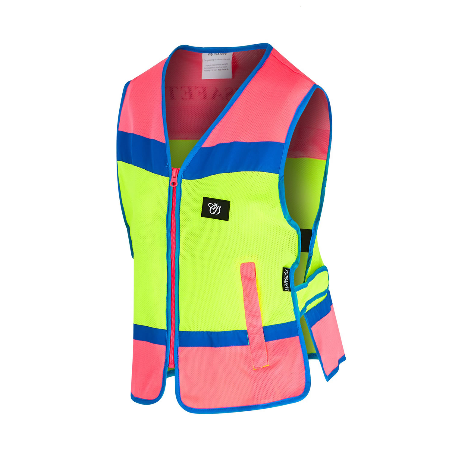 EQUISAFETY MULTICOLOURED WAISTCOAT PINK/YELLOW CHILDS (4 - 8 YRS) 4 - 8 YRS CHILDS