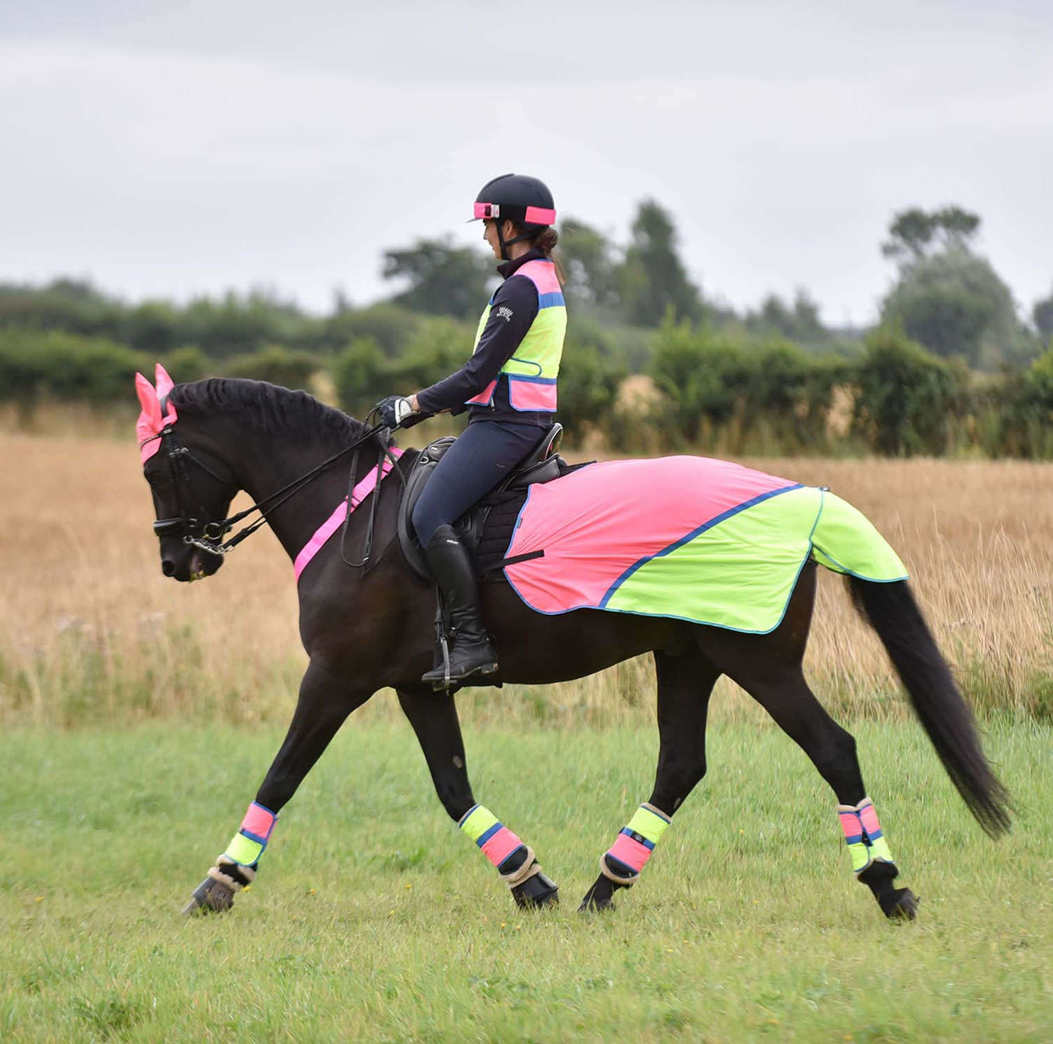 EQUISAFETY BREATHABLE MESH QUARTER SHEET PINK/YELLOW EQY1983 30 In a Case PONY