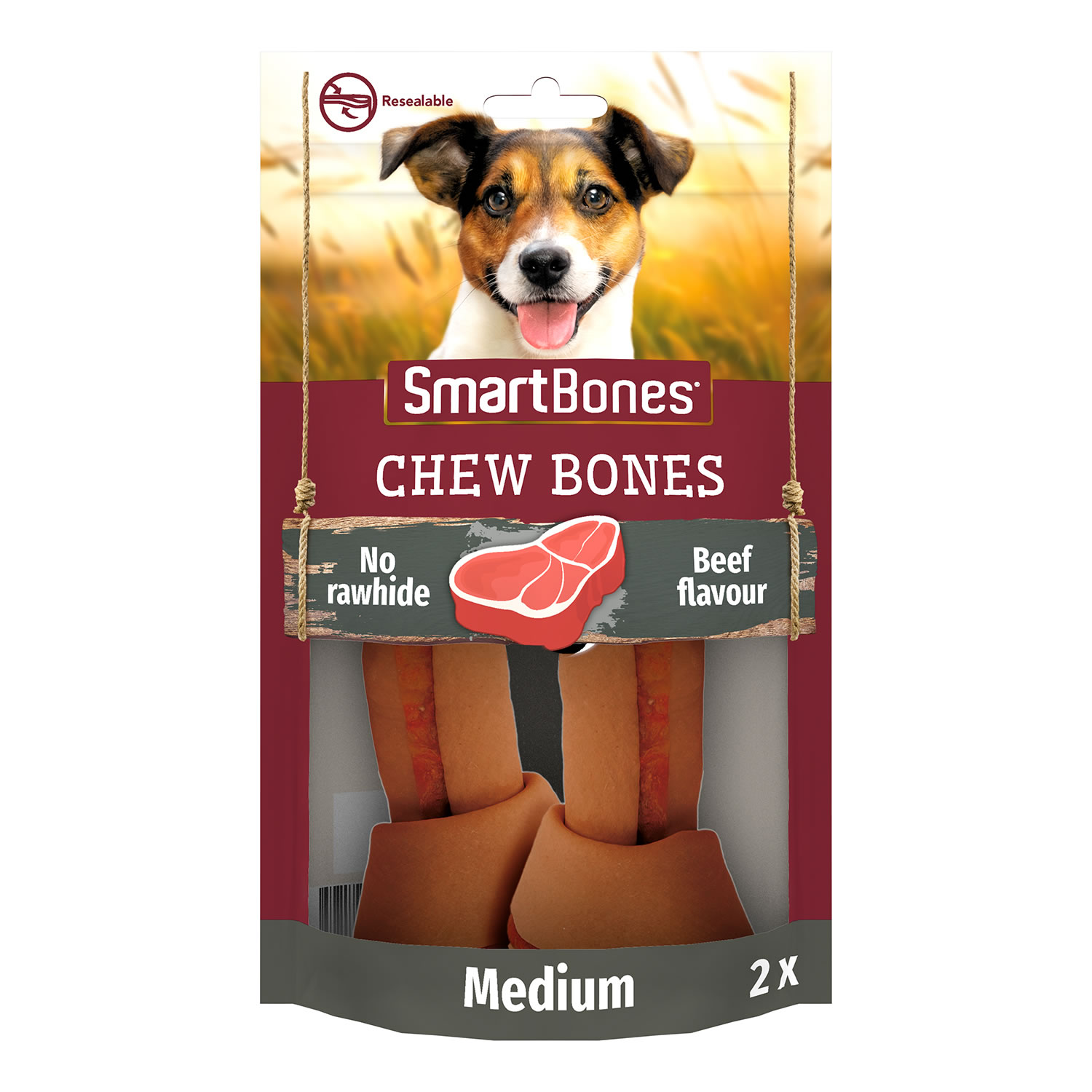 SMARTBONES BEEF CHEW BONES  MEDIUM X 2 BONES