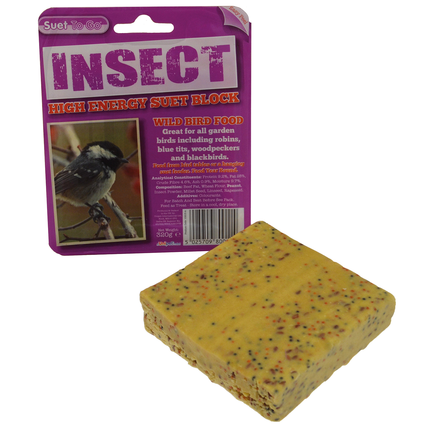 SUET TO GO SUET BLOCK IN TRAY INSECT X 320 GM INSECT