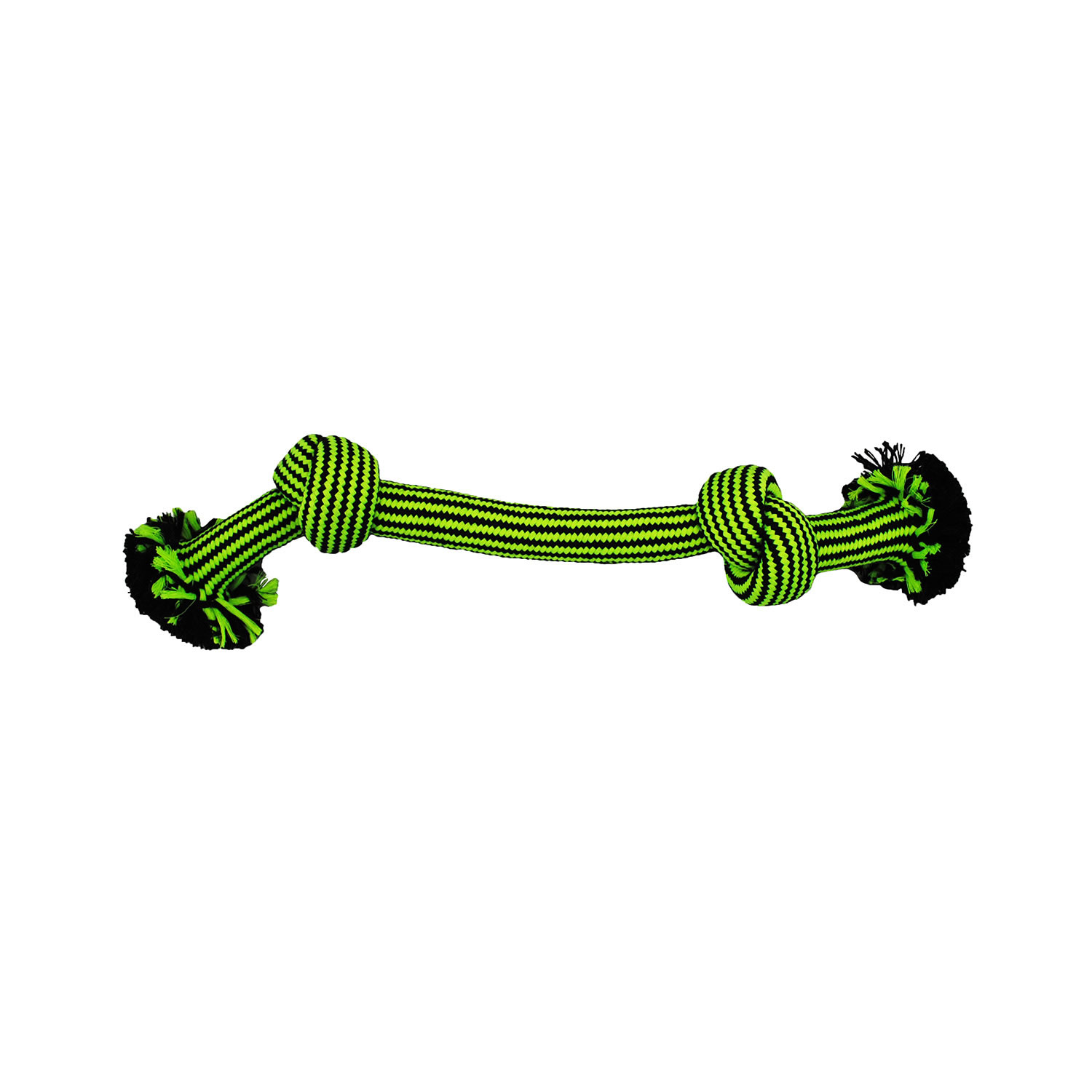 JOLLY PETS KNOT-N-CHEW 2 KNOT ROPE SMALL/MEDIUM GREEN/BLACK 2 KNOT