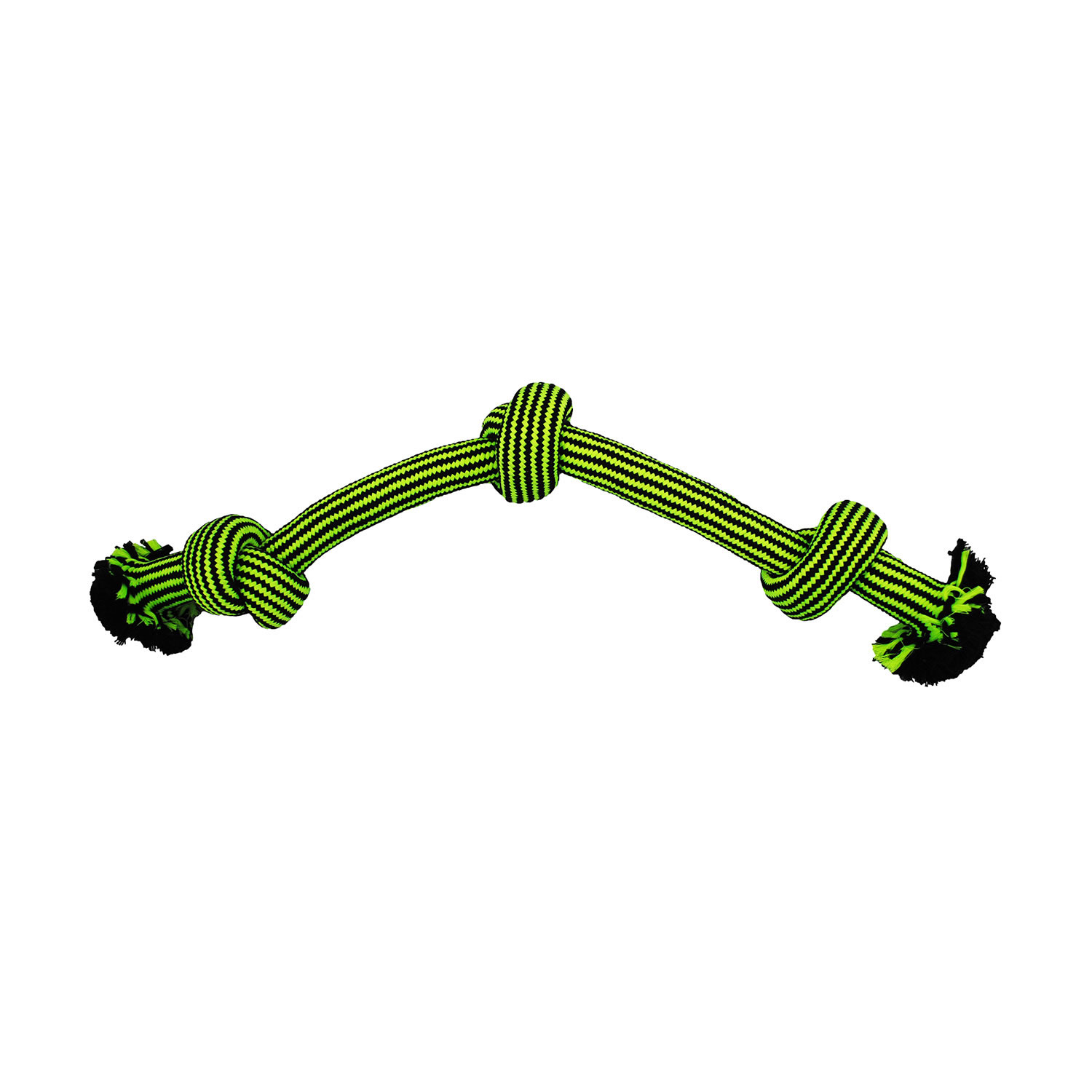 JOLLY PETS KNOT-N-CHEW 3 KNOT ROPE LARGE/XLARGE GREEN/BLACK 3 KNOT