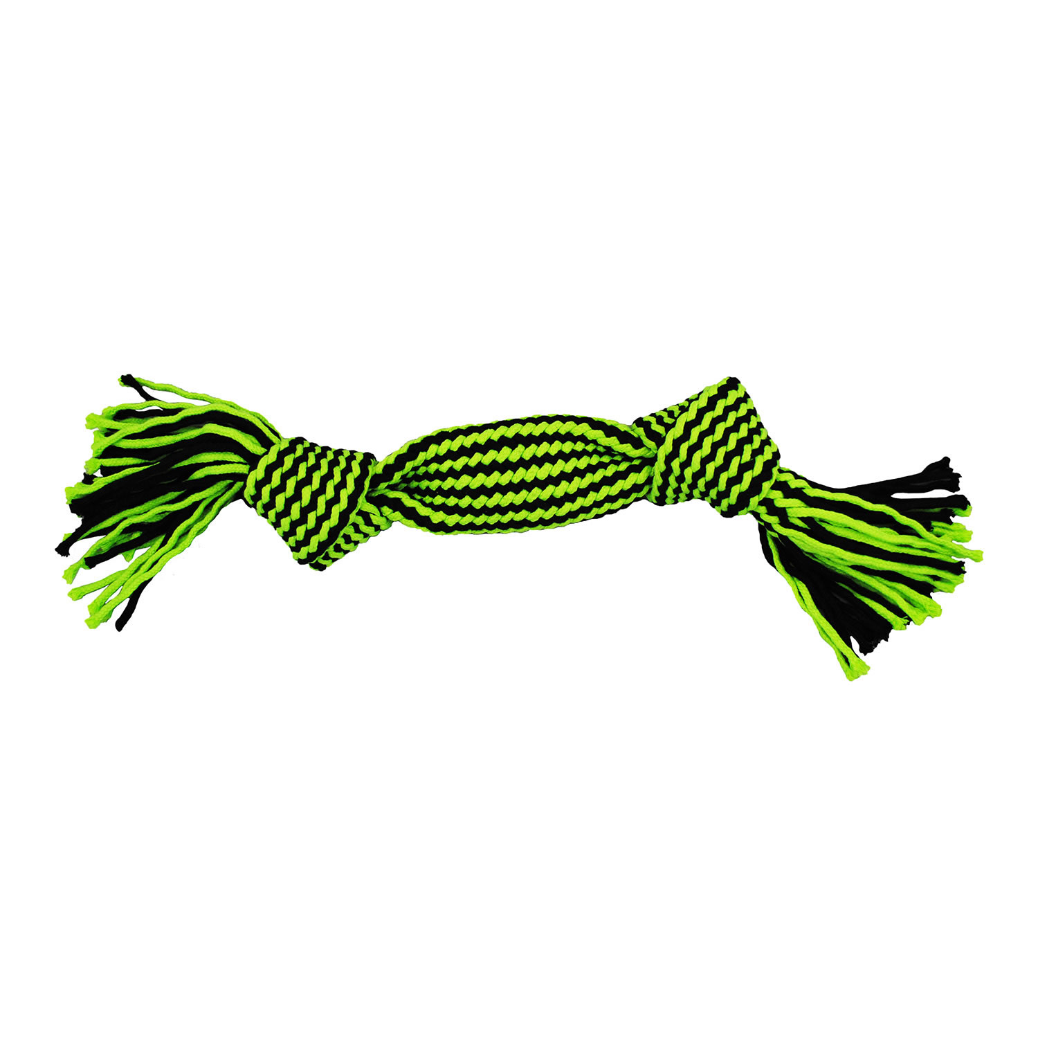 JOLLY PETS KNOT-N-CHEW SQUEAKER ROPE 2 KNOT SMALL/MEDIUM GREEN/BLACK 2 KNOT