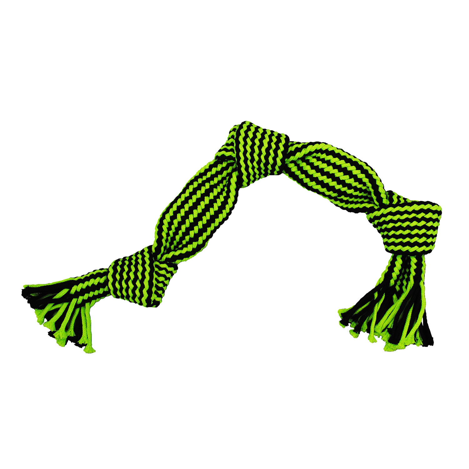 JOLLY PETS KNOT-N-CHEW SQUEAKER ROPE 3 KNOT LARGE/XLARGE GREEN/BLACK 3 KNOT