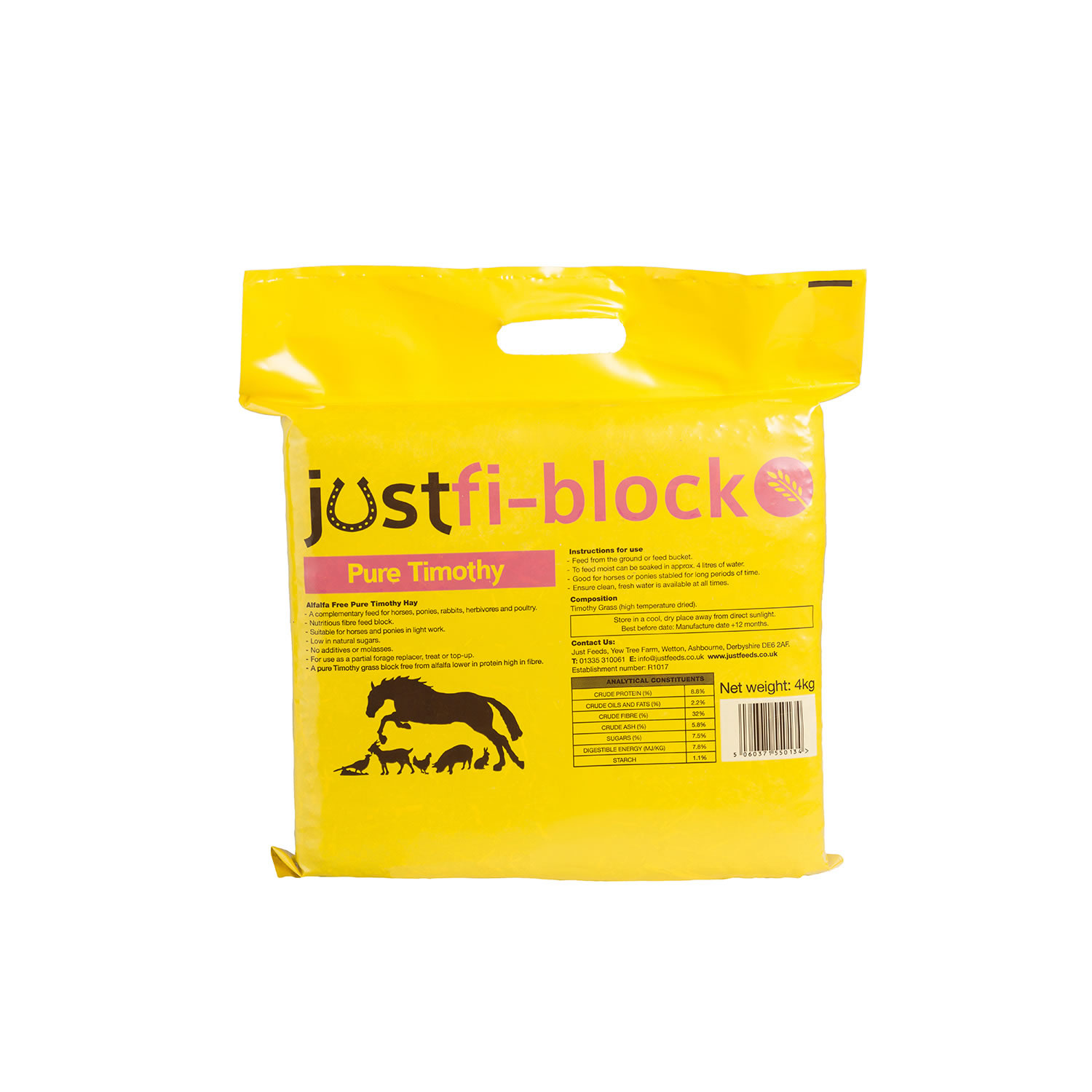 JUST FI-BLOCK PURE TIMOTHY 1 KG x 4 PACK 1 KG x 4 PACK PURE TIMOTHY