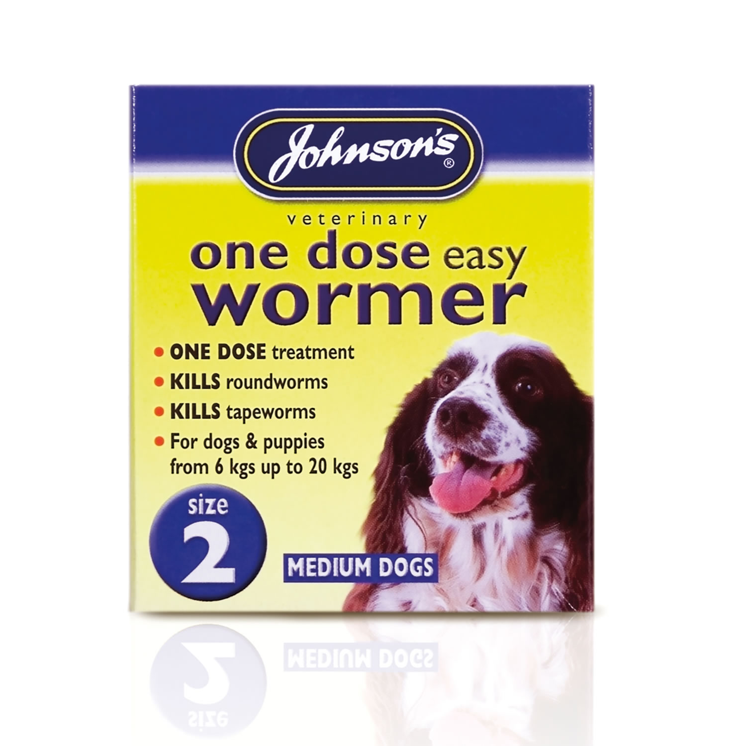 JOHNSON'S VETERINARY EASY WORMER ONE DOSE FOR DOGS SIZE TWO EACH 2 TABLETS