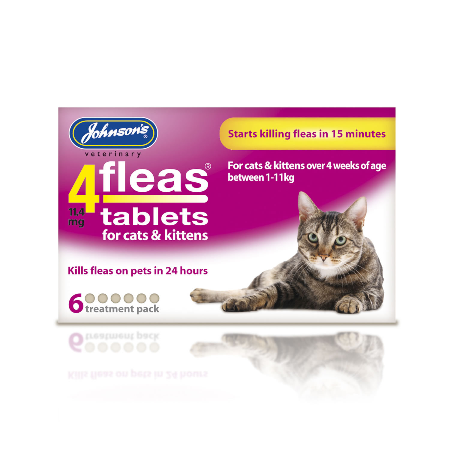 JOHNSON'S VETERINARY 4FLEAS TABLETS FOR CATS & KITTENS 6 TABLETS 6 TABLETS