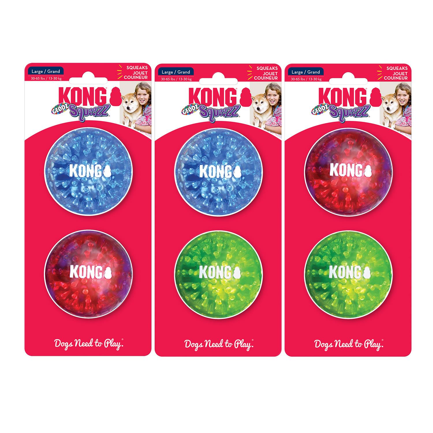 KONG SQUEEZZ GEODZ LARGE  2 PACK