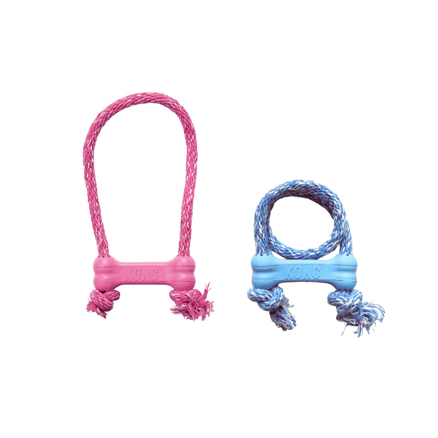 KONG PUPPY GOODIE BONE WITH ROPE XSMALL BLUE/PINK