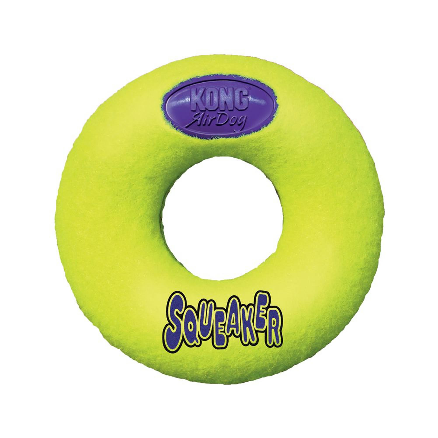 KONG AIRDOG SQUEAKER DONUT MEDIUM YELLOW/BLUE