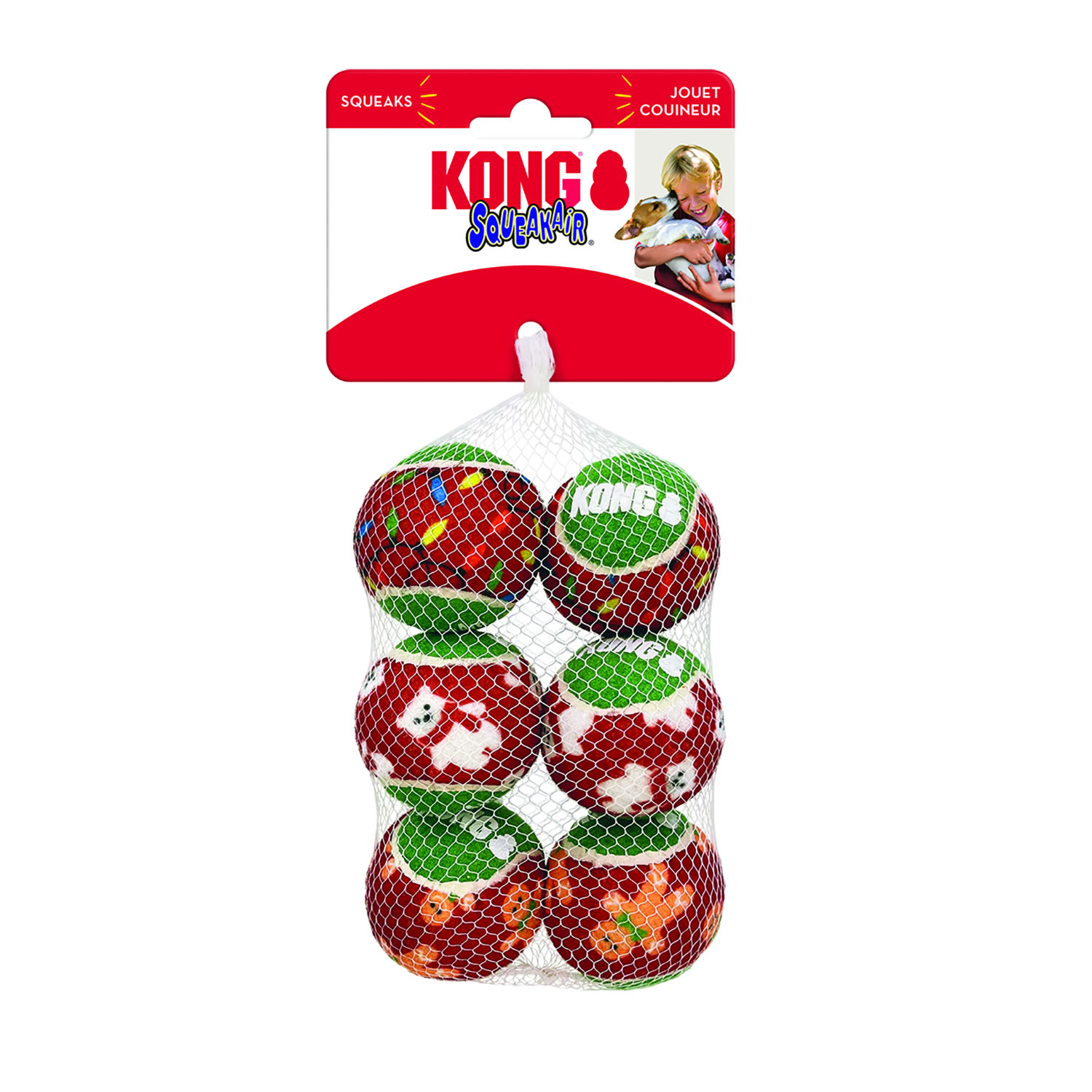 KONG Holiday SqueakAir Balls - Small x 6 Pack