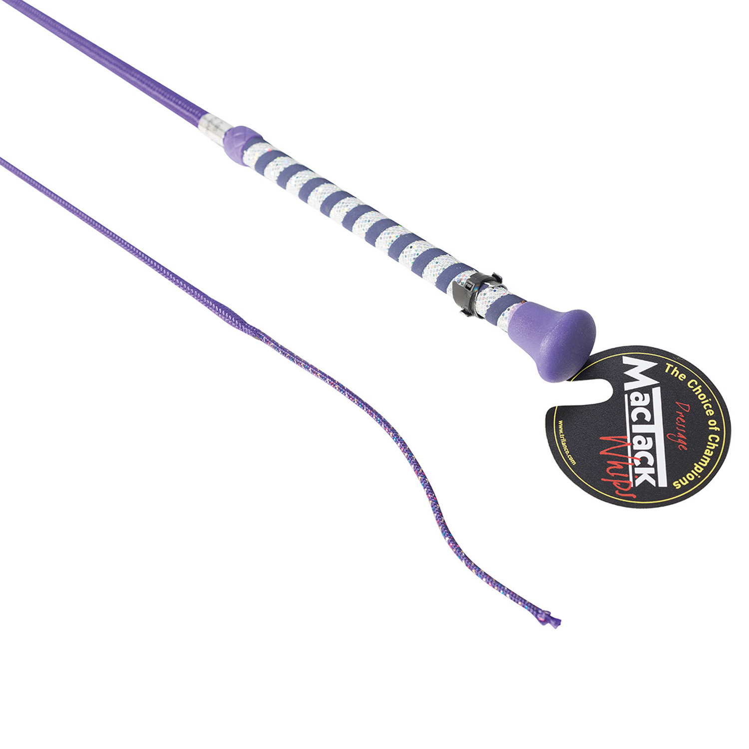 MACTACK DRESSAGE WHIP WITH SILVER GLITTER HANDLE S191 39'' PURPLE 39''