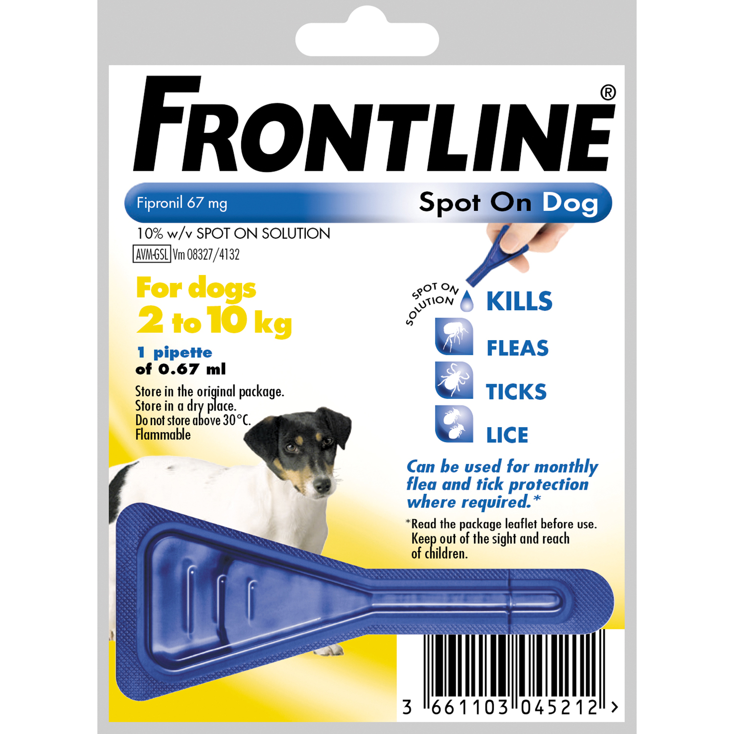 FRONTLINE SPOT ON FOR SMALL DOGS 2-10KG 1 PIPETTE 2-10 KG X 1 PIPETTE