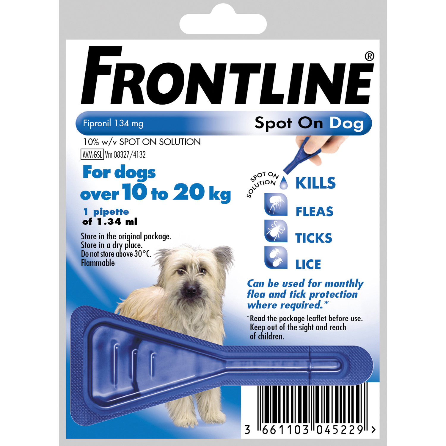 FRONTLINE SPOT ON FOR MEDIUM DOGS 10-20KG 1 PIPETTE 10-20 KG X 1 PIPETTE