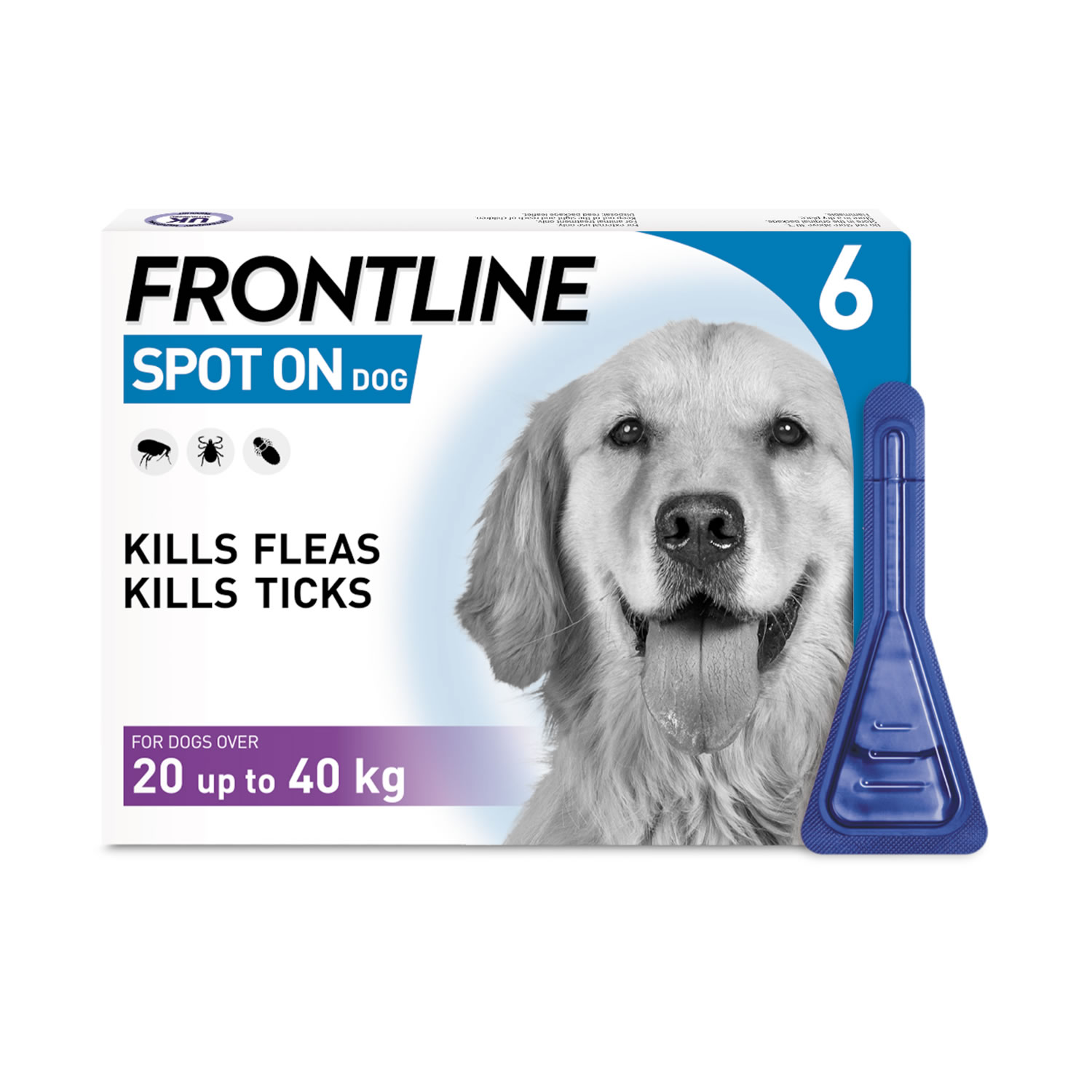 FRONTLINE SPOT ON FOR LARGE DOGS 20-40KG 6 PIPETTES 20-40 KG X 6 PIPETTE