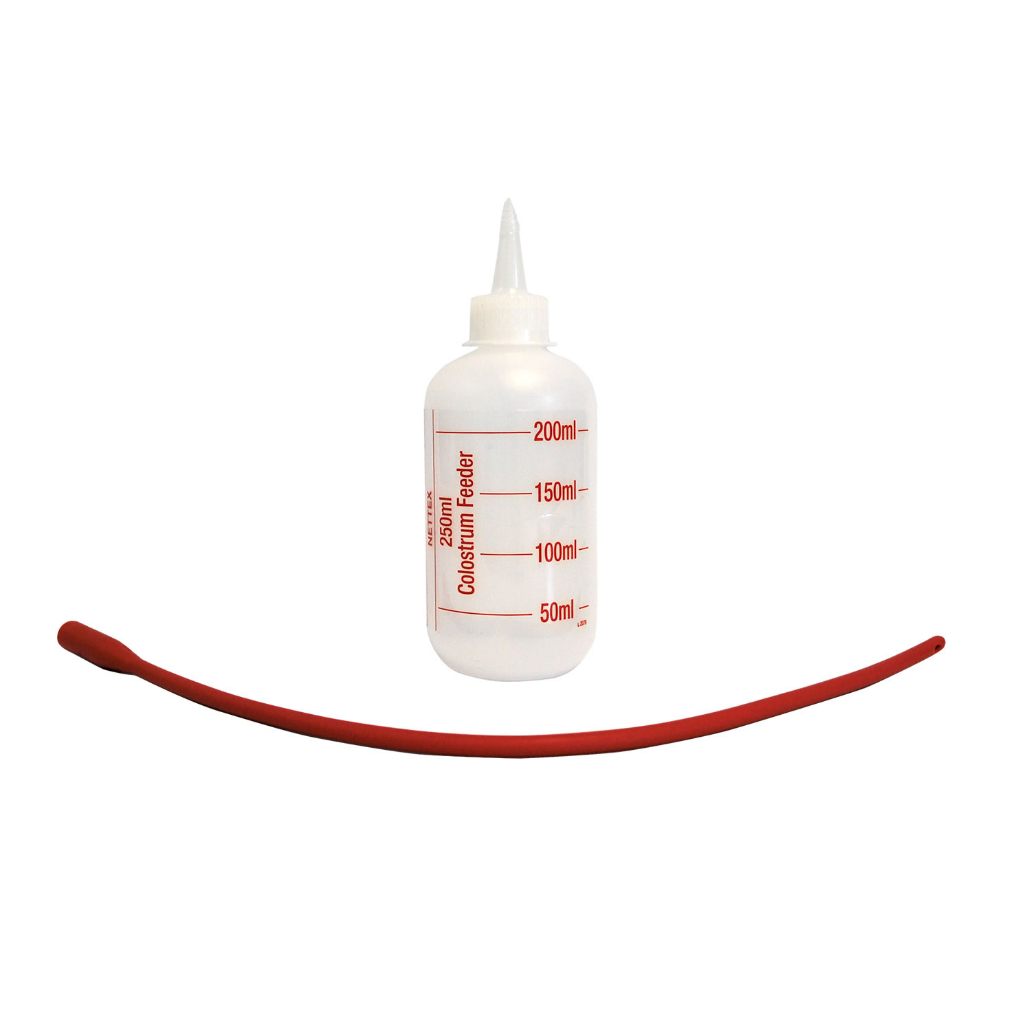 NETTEX COLOSTRUM FEEDER C/W BOTTLE & ORANGE LATEX TUBE