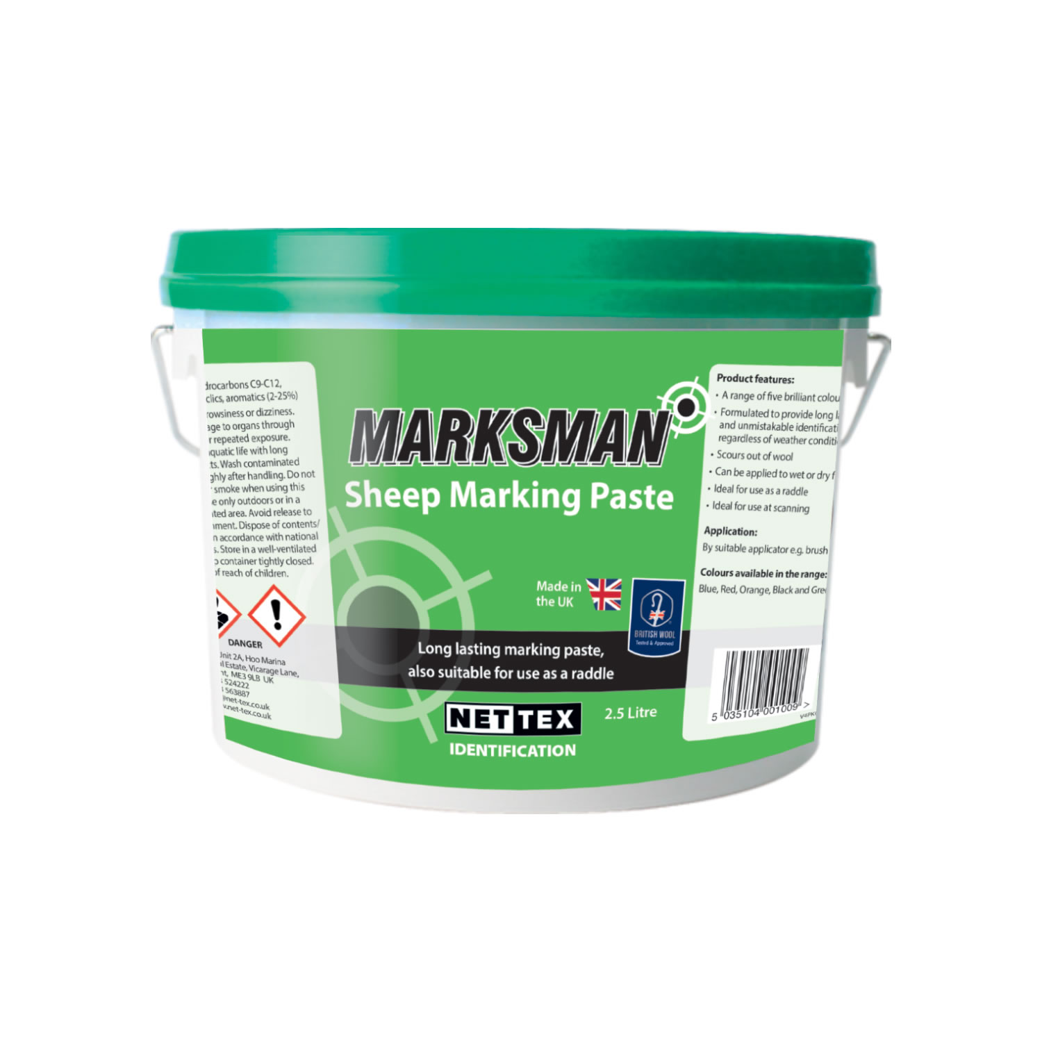 NETTEX MARKSMAN SHEEP MARKING PASTE 2.5 LT  GREEN
