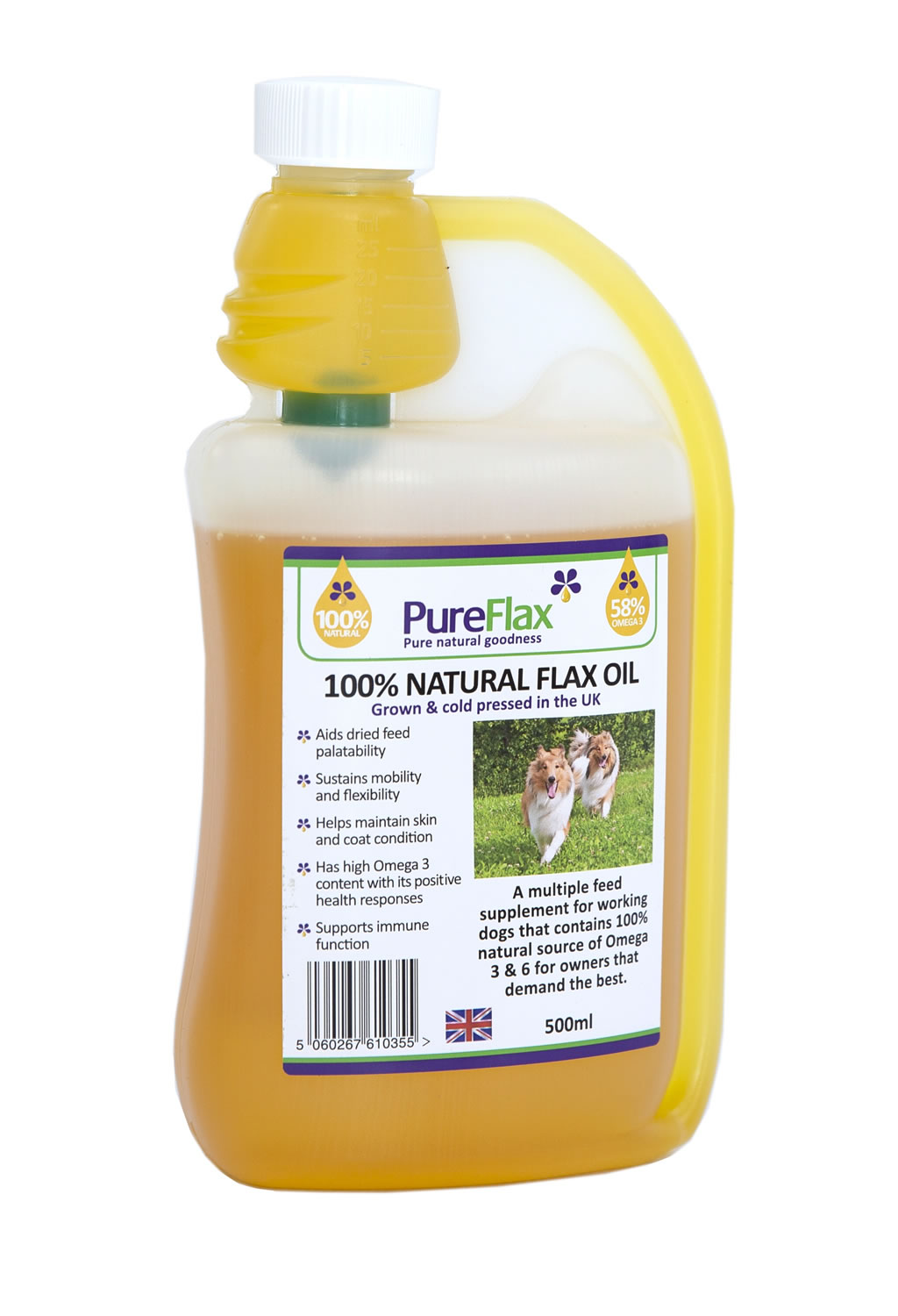 PUREFLAX LINSEED OIL FOR DOGS 500 Ml