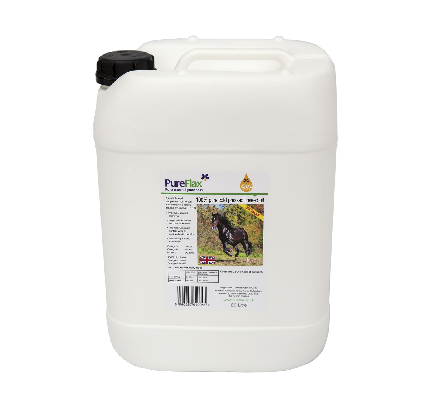 PUREFLAX LINSEED OIL FOR HORSES  20 LT 20 L