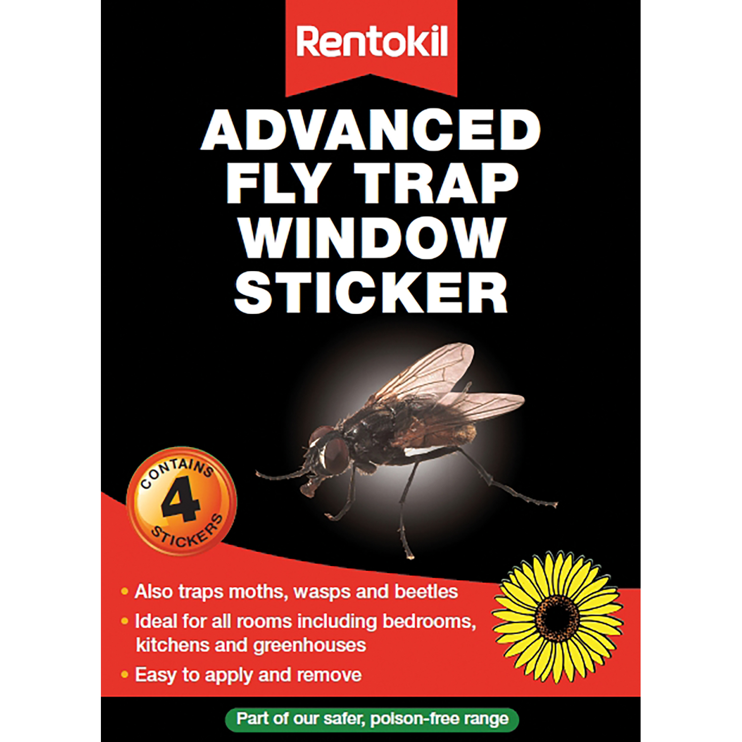 RENTOKIL ADVANCED FLY TRAP WINDOW STICKER 12 X 4 PACK
