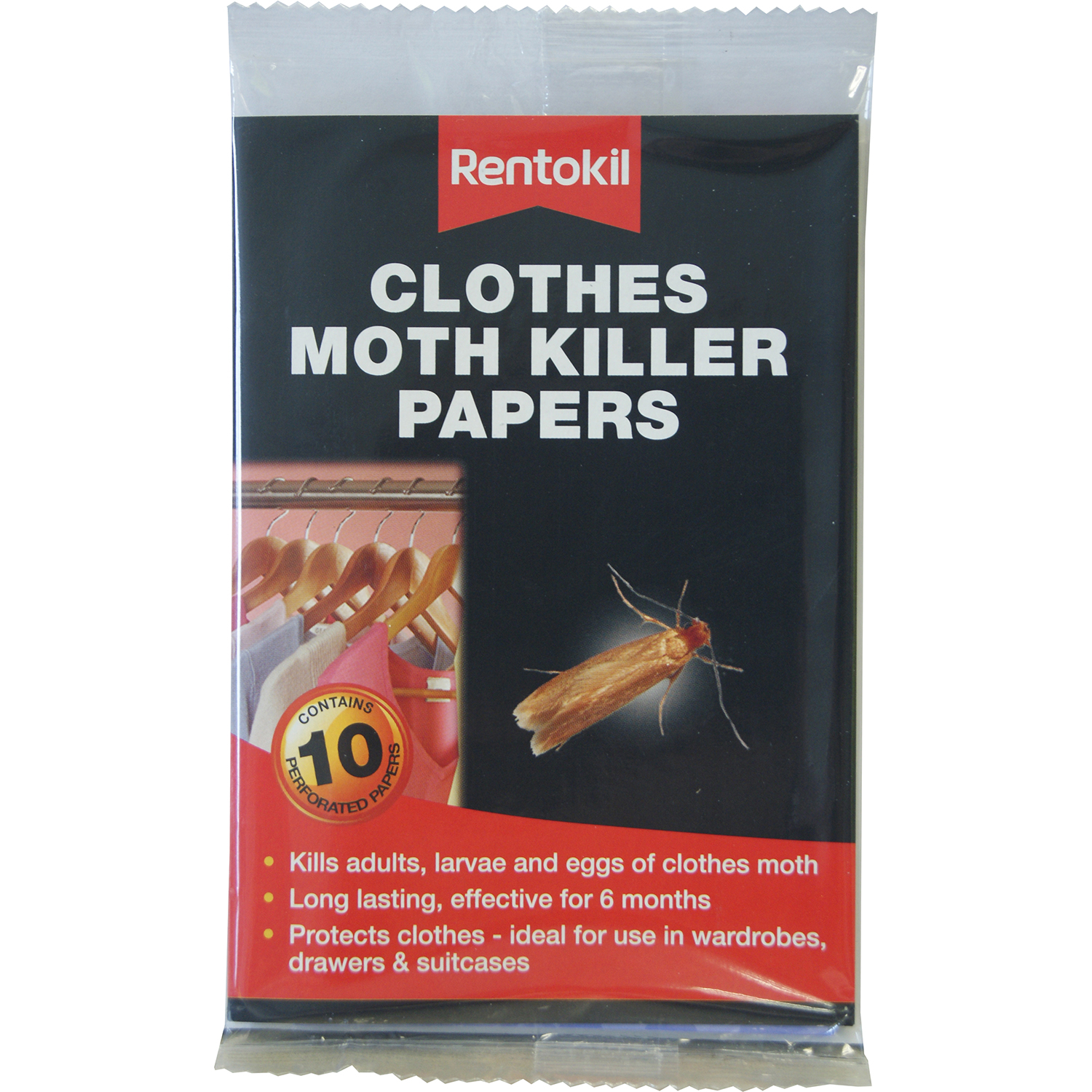 RENTOKIL CLOTHES MOTH KILLER PAPERS 10 PACK
