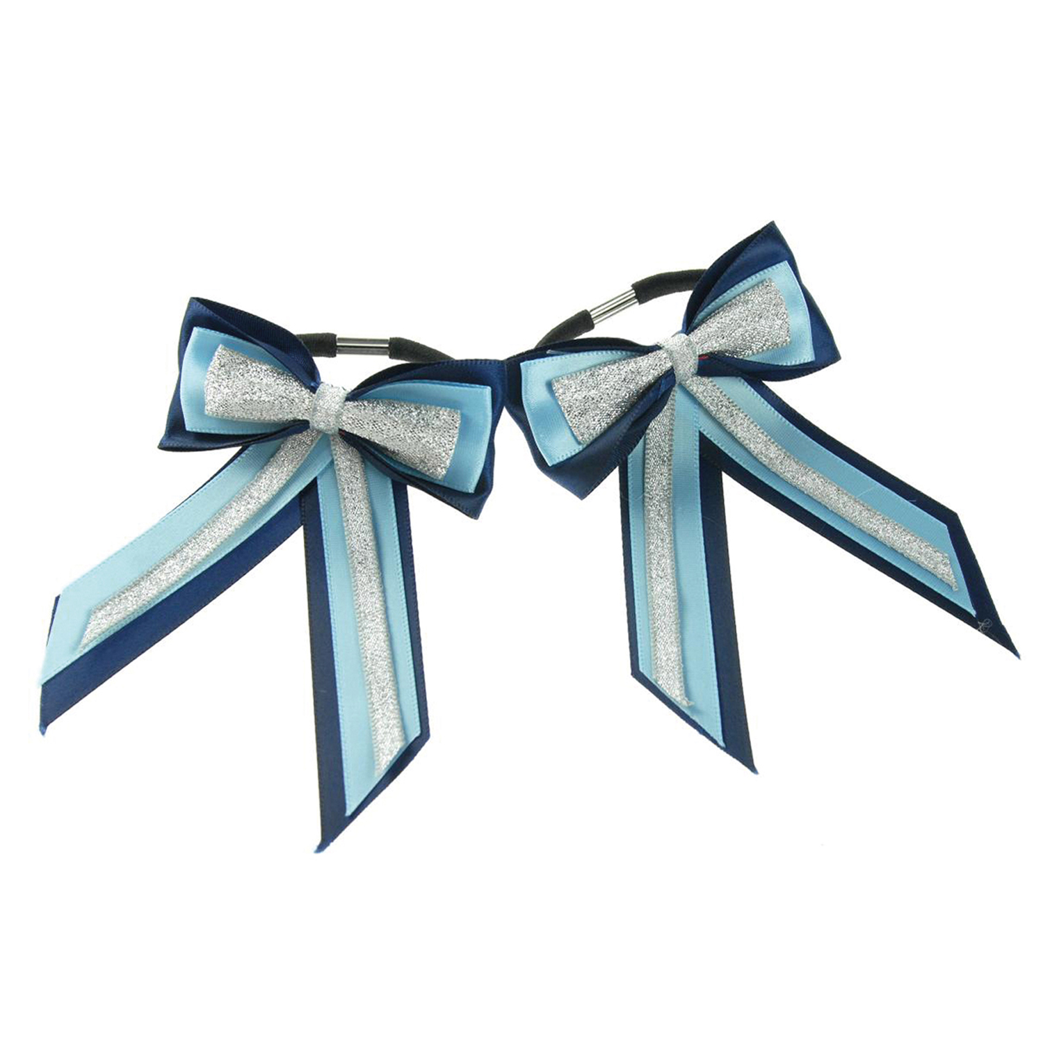 SHOWQUEST PIGGY BOW & TAILS NAVY/PALE BLUE/SILVER X PAIR