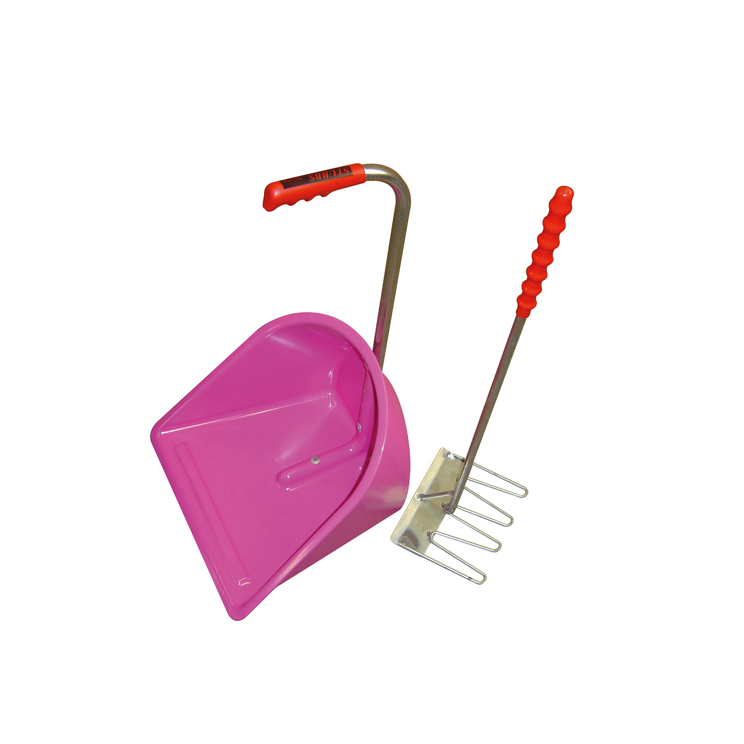 STUBBS STABLE MATE MANURE COLLECTOR C/W RAKE S455 PINK