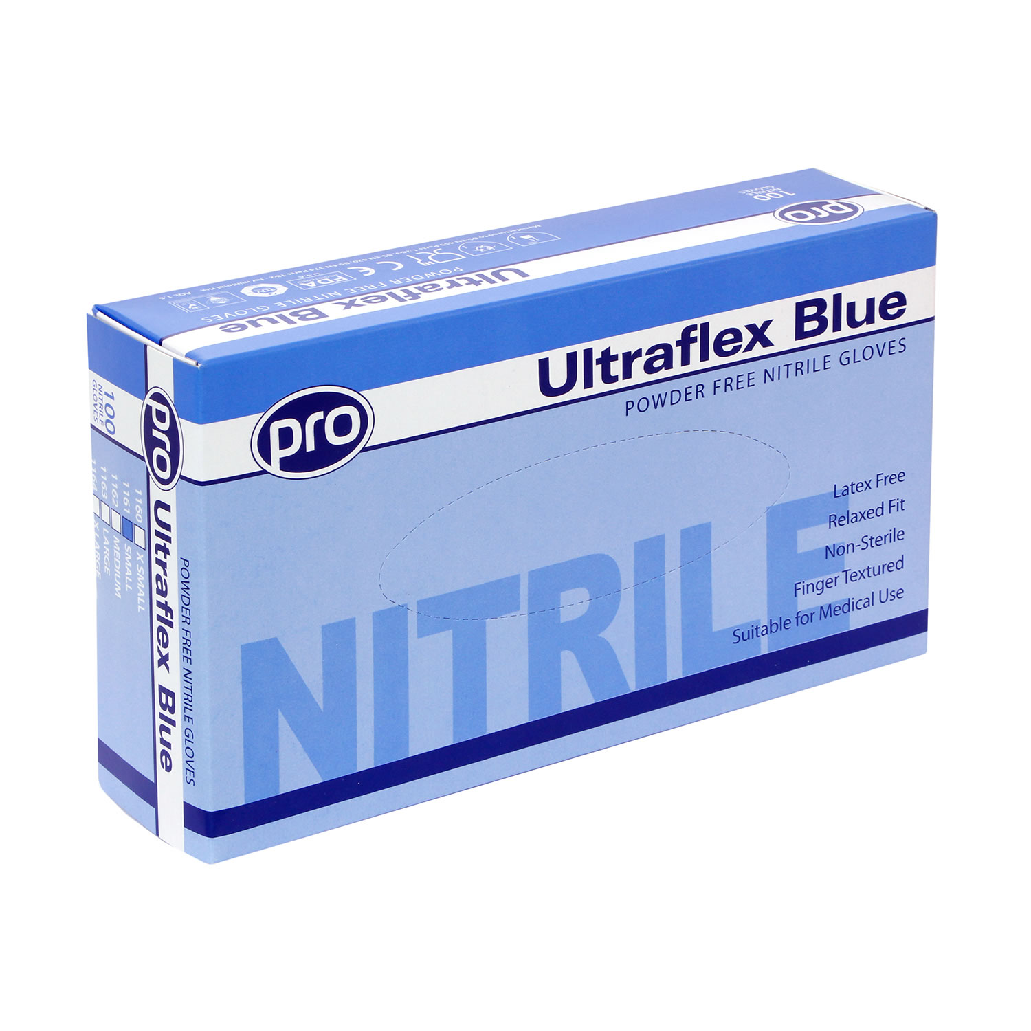 ULTRAFLEX NITRILE POWDER FREE BLUE 100 PACK