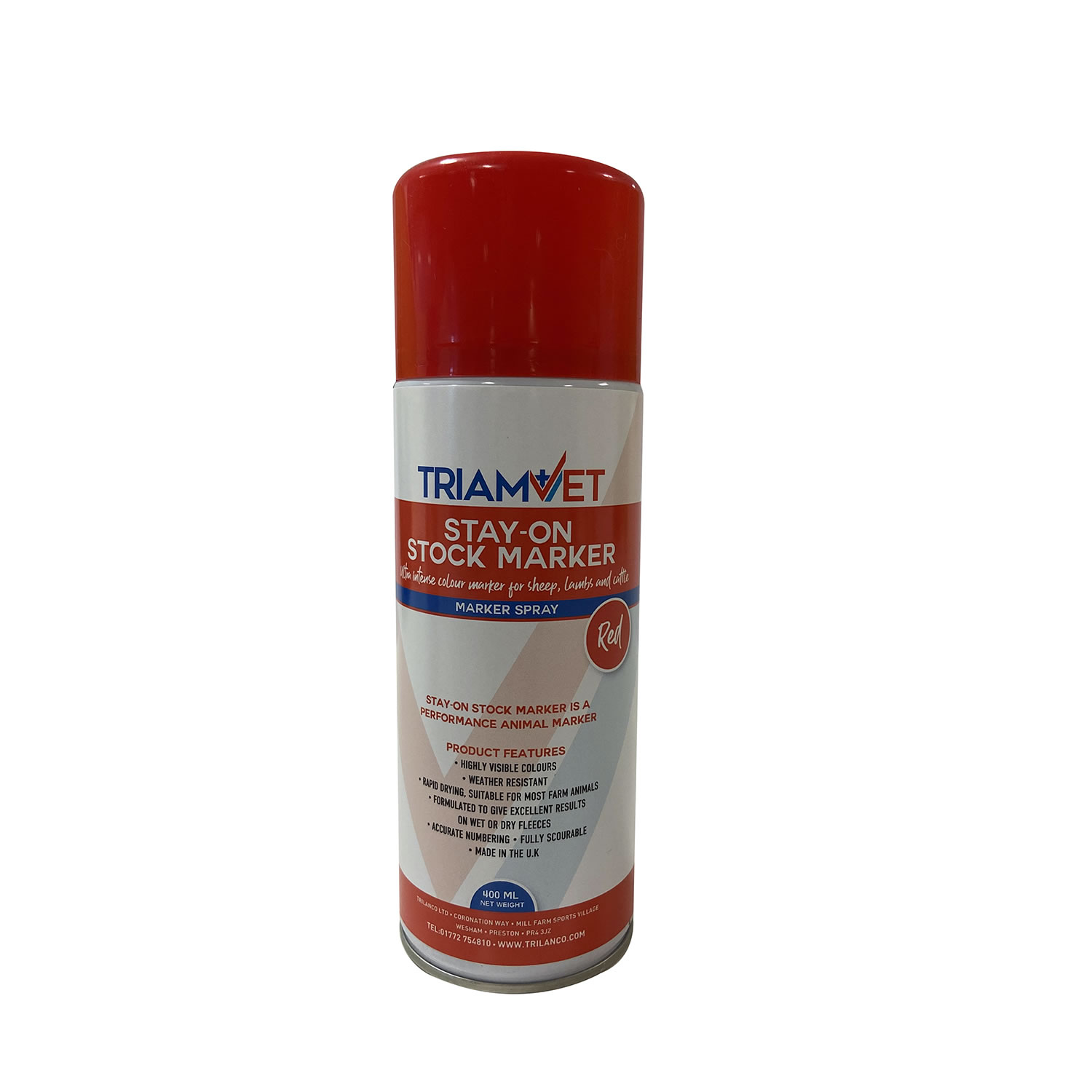 TRIAMVET STAY-ON STOCK MARKER SPRAY RED X 400 ML