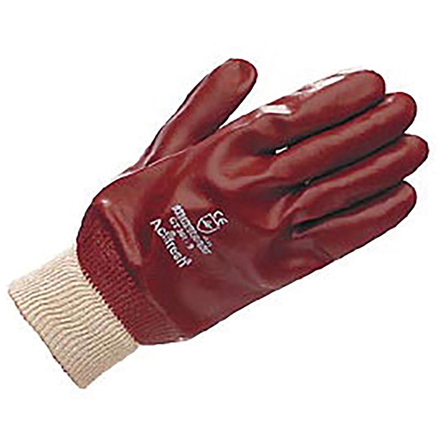 GLOVES PVC FULLY COATED KNIT WRIST  RED