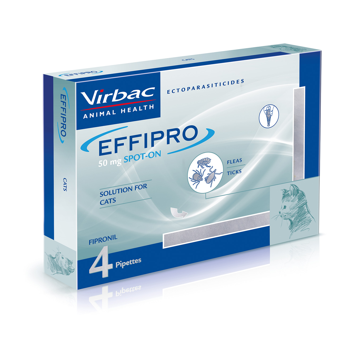 VIRBAC EFFIPRO SPOT ON FOR CATS 4 PIPETTES 4 PIPETTES