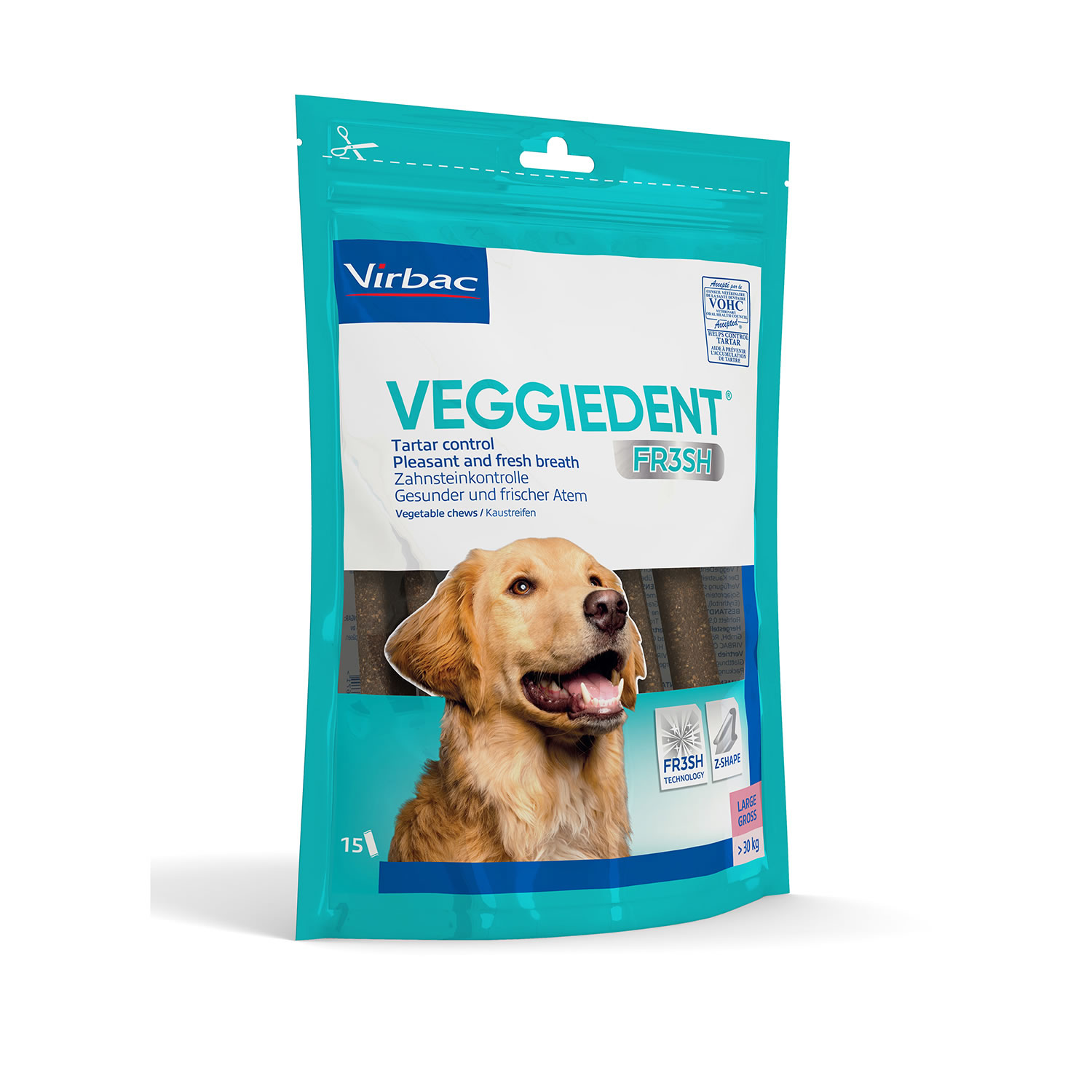 VIRBAC VEGGIEDENT FR3SH CHEWS FOR DOGS 15 PACK  LARGE LARGE